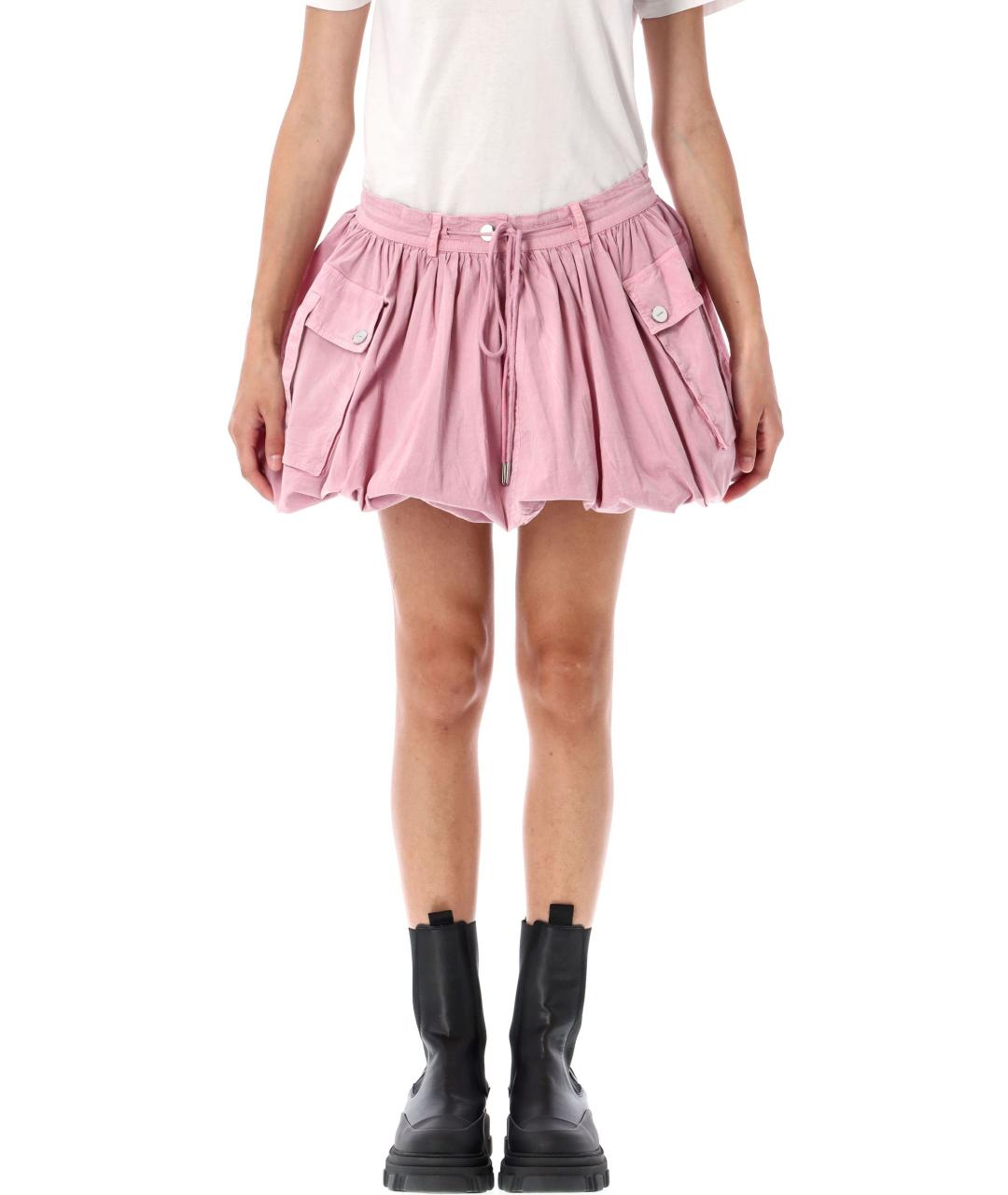 GANNI Розовая хлопковая юбка мини, фото 4