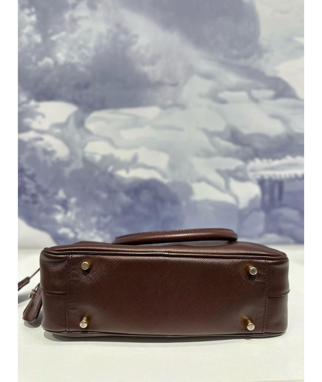 PRADA Коричневая кожаная сумка с короткими ручками, фото 5