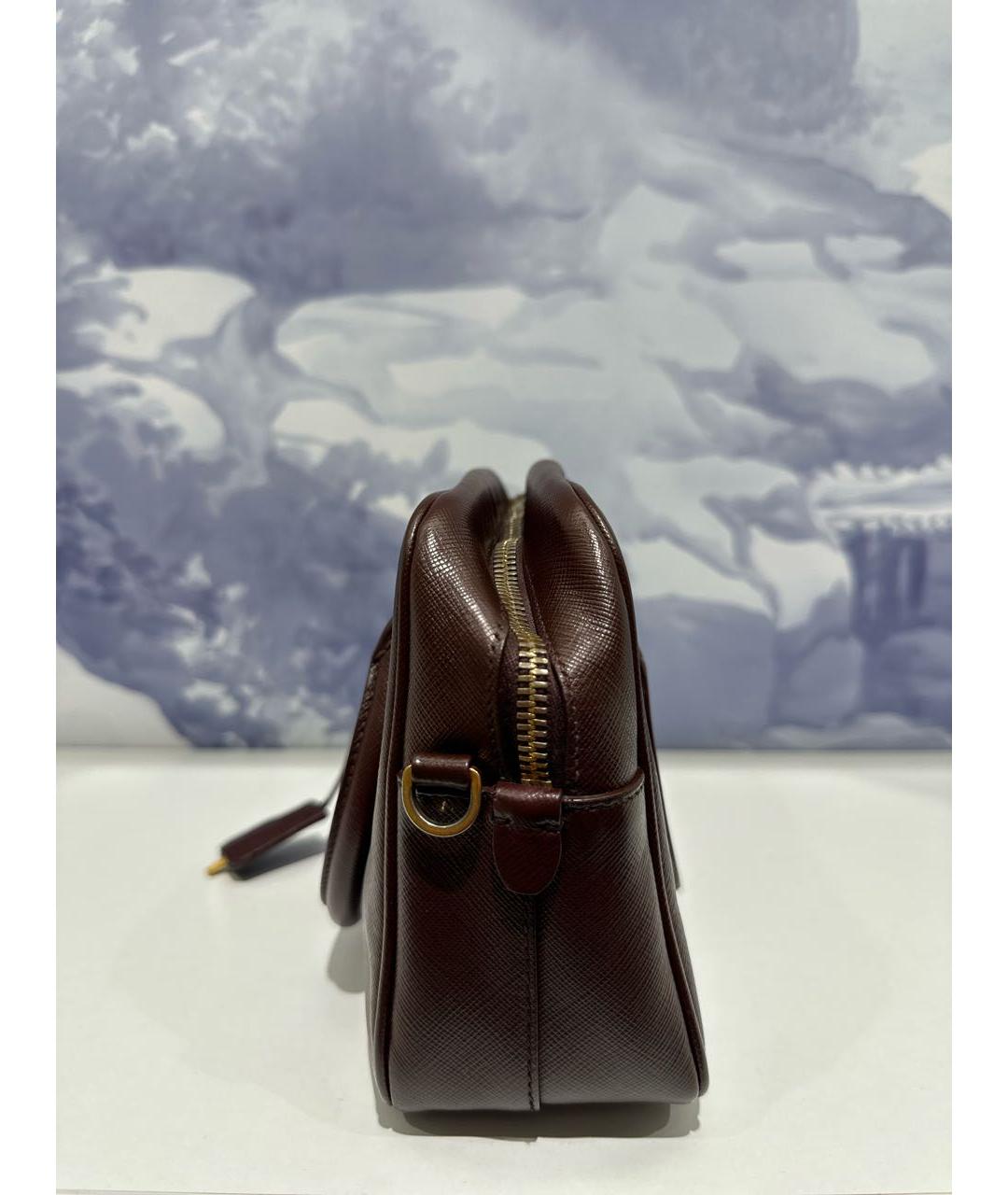 PRADA Коричневая кожаная сумка с короткими ручками, фото 3