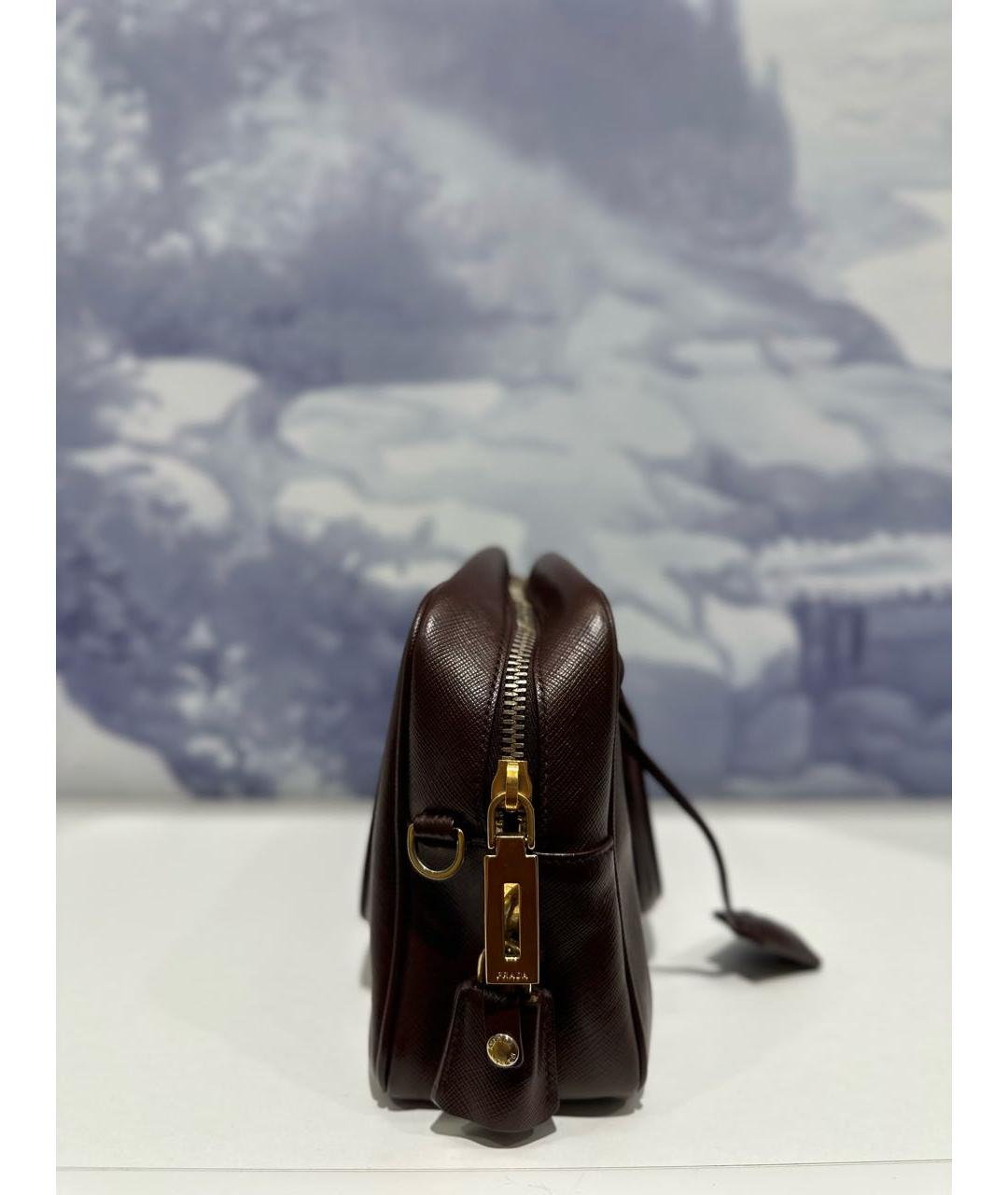 PRADA Коричневая кожаная сумка с короткими ручками, фото 4