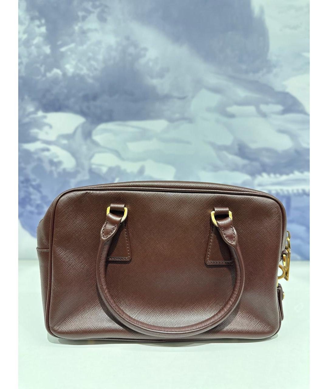 PRADA Коричневая кожаная сумка с короткими ручками, фото 2