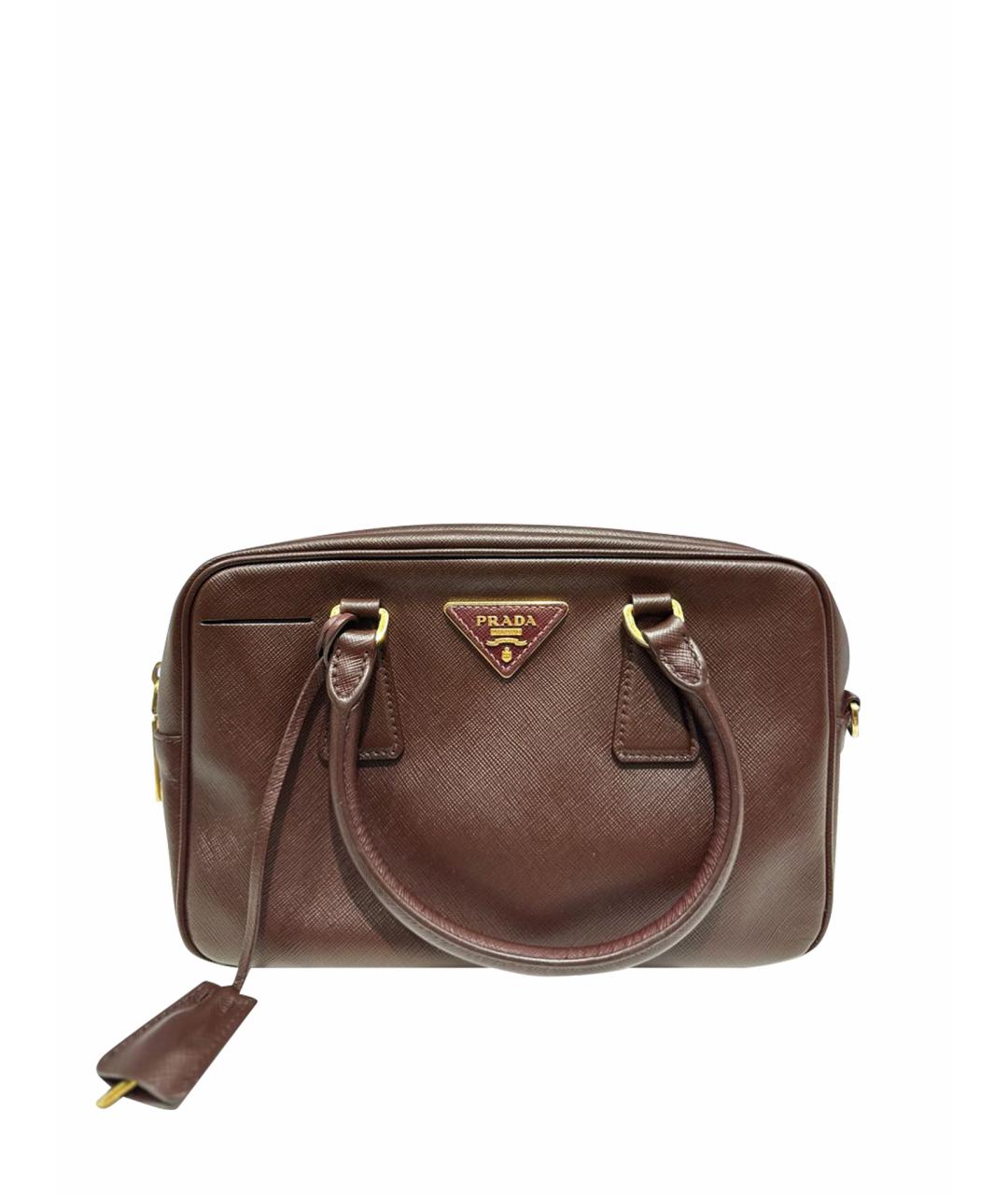PRADA Коричневая кожаная сумка с короткими ручками, фото 1