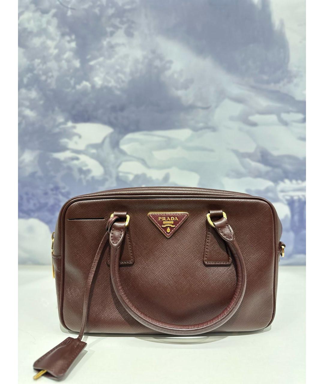 PRADA Коричневая кожаная сумка с короткими ручками, фото 8
