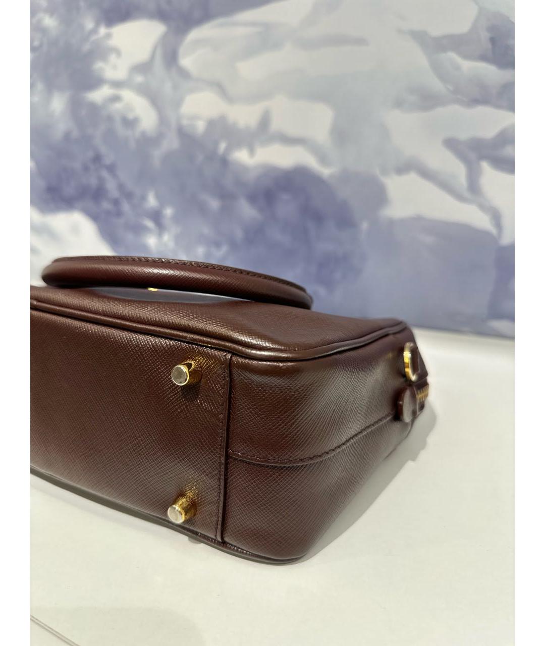 PRADA Коричневая кожаная сумка с короткими ручками, фото 7