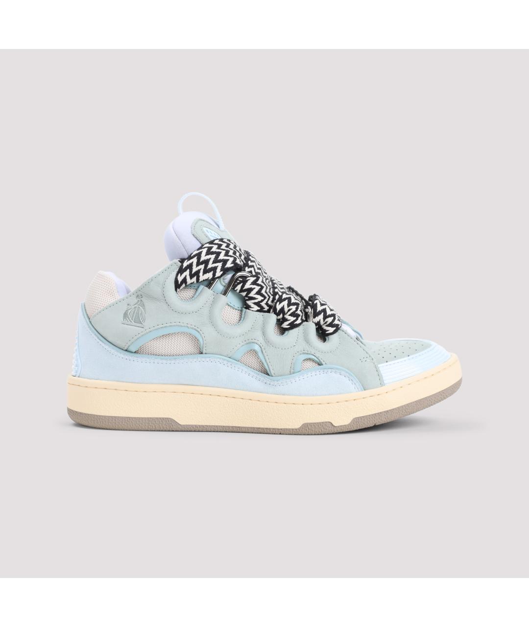 LANVIN Голубые замшевые низкие кроссовки / кеды, фото 4