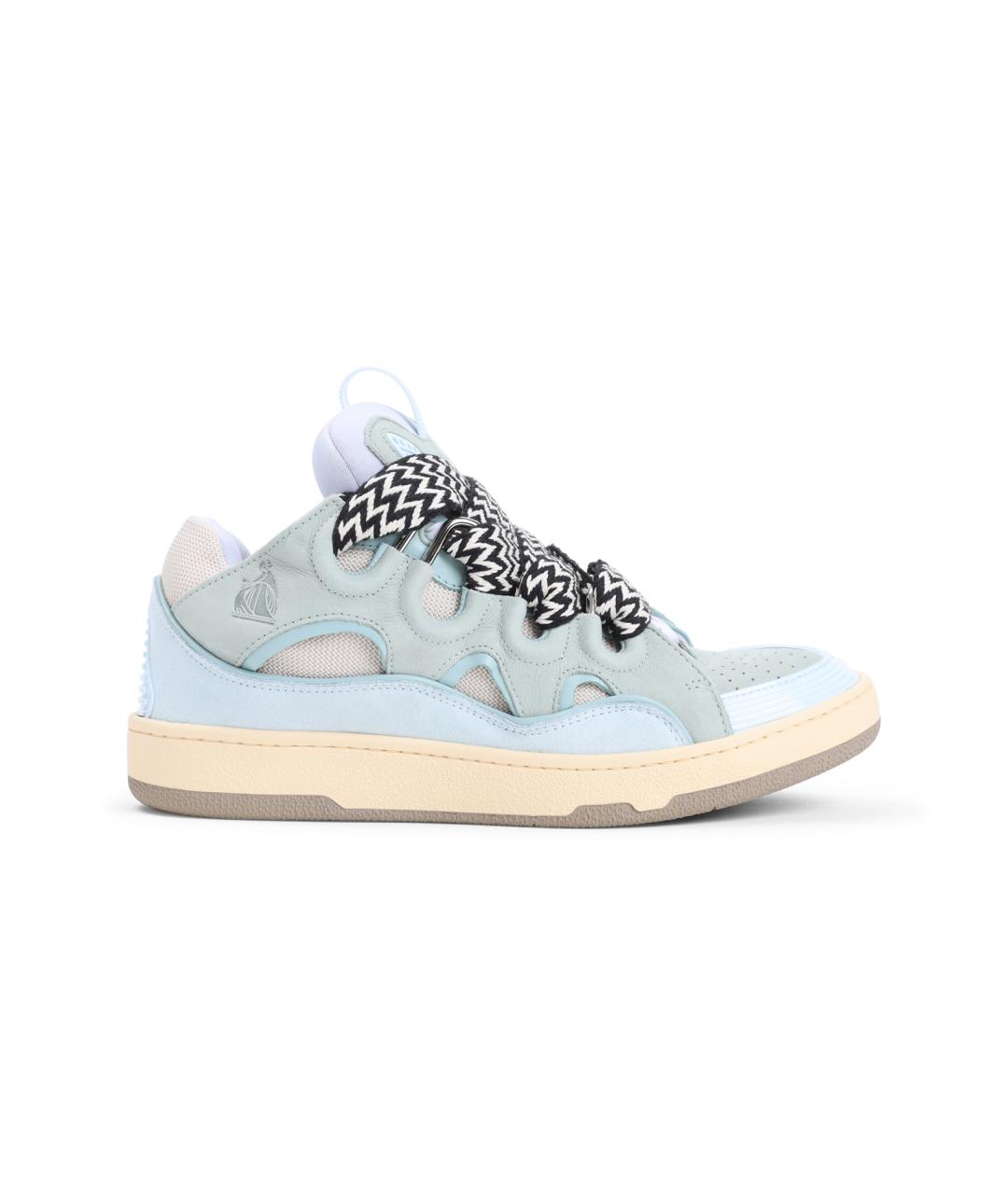 LANVIN Голубые замшевые низкие кроссовки / кеды, фото 5