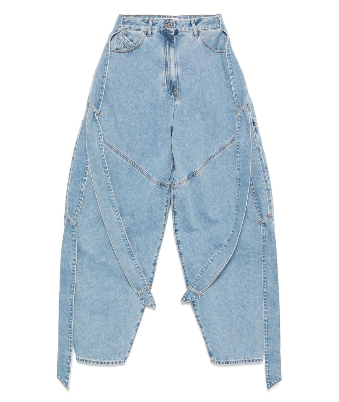 THE ATTICO Голубые хлопковые прямые джинсы, фото 1