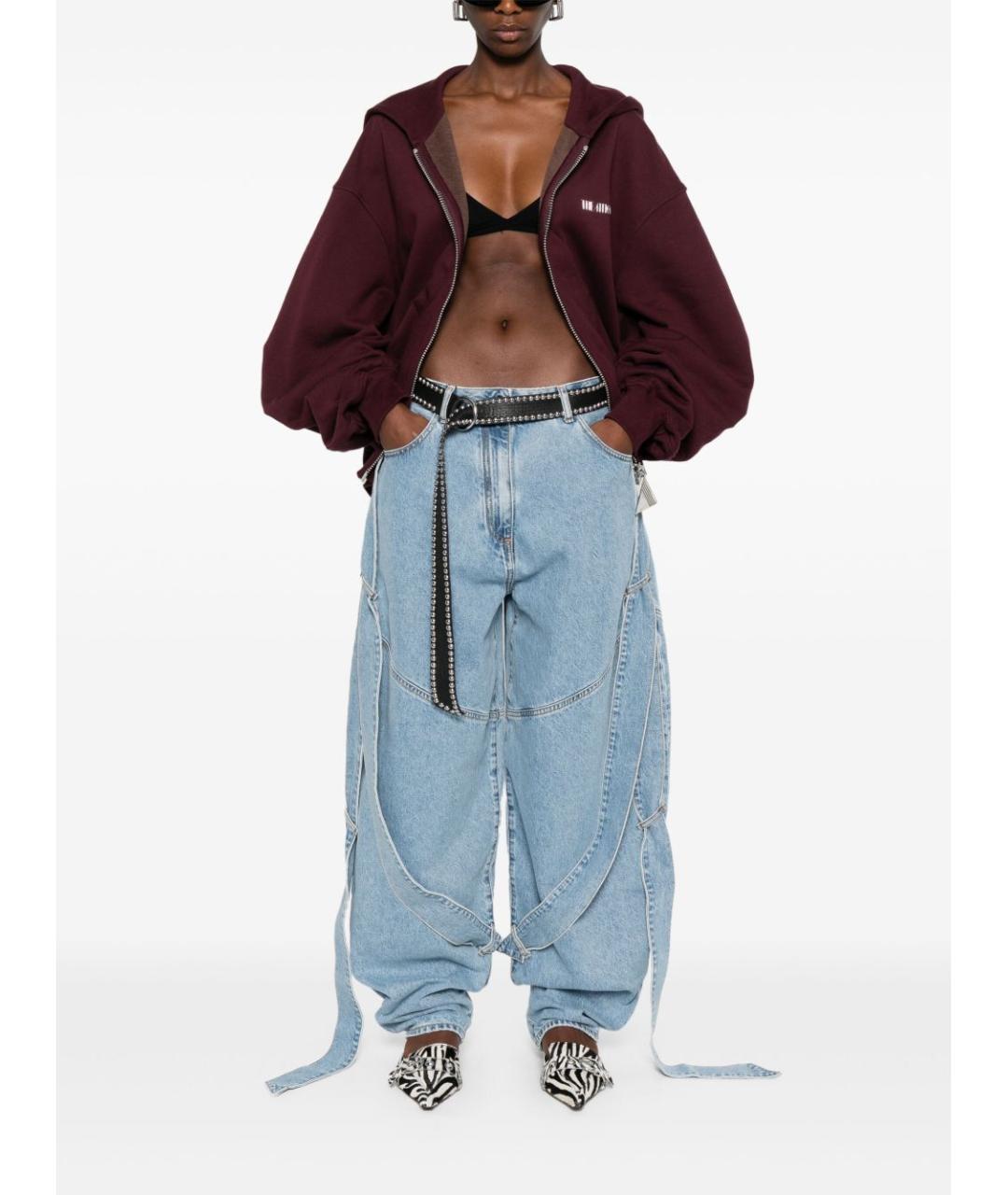 THE ATTICO Голубые хлопковые прямые джинсы, фото 5