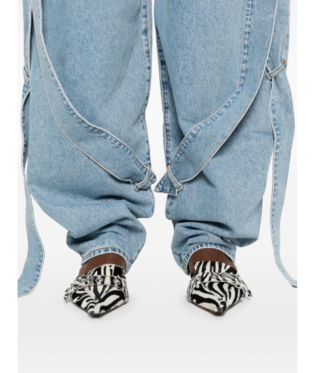 THE ATTICO Голубые хлопковые прямые джинсы, фото 4