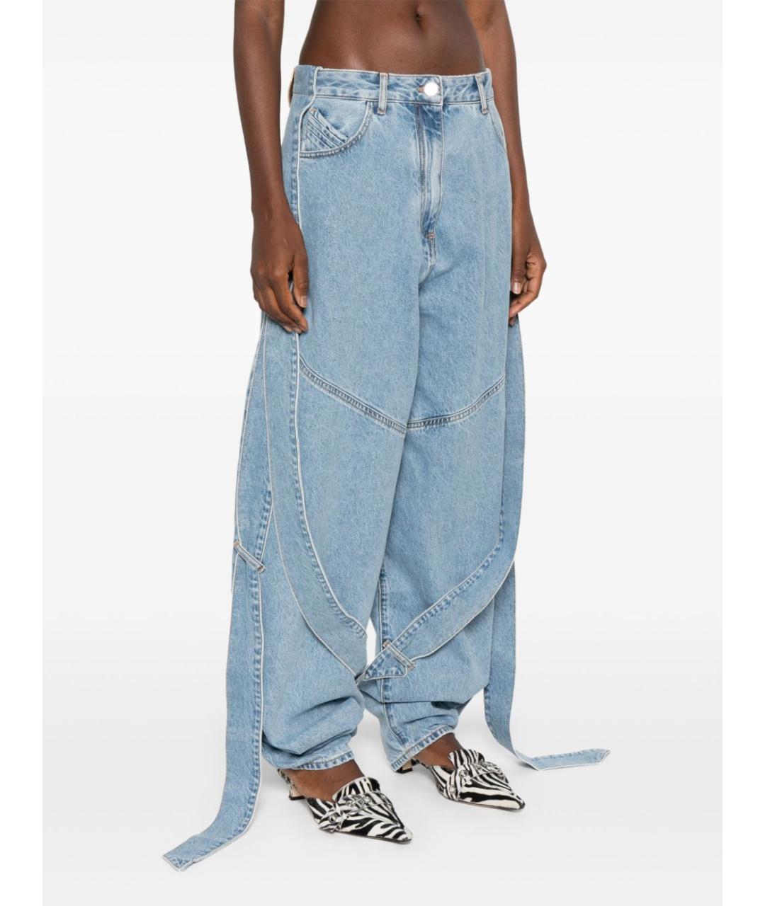 THE ATTICO Голубые хлопковые прямые джинсы, фото 2