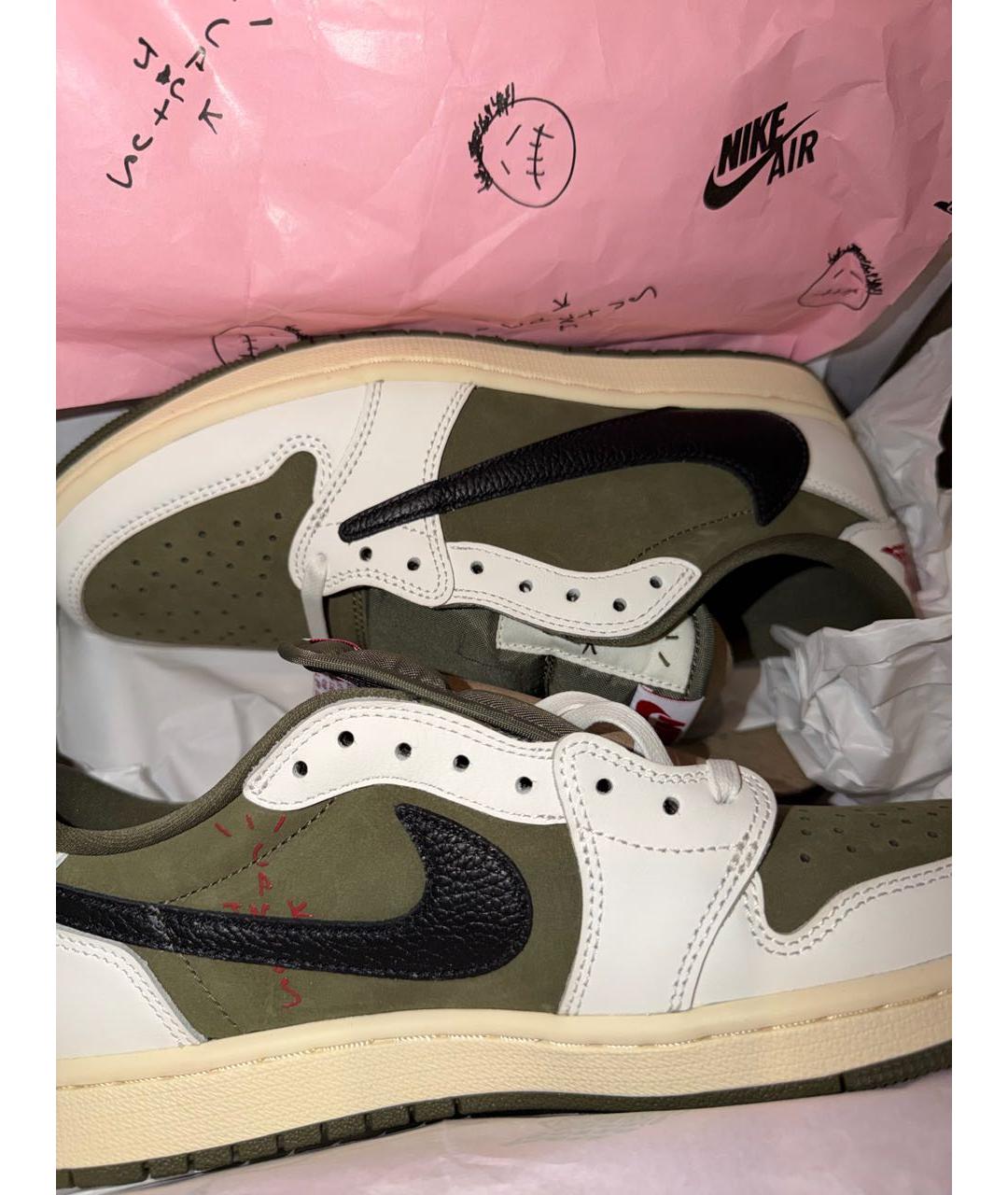 CACTUS JACK BY TRAVIS SCOTT Хаки кожаные низкие кроссовки / кеды, фото 2