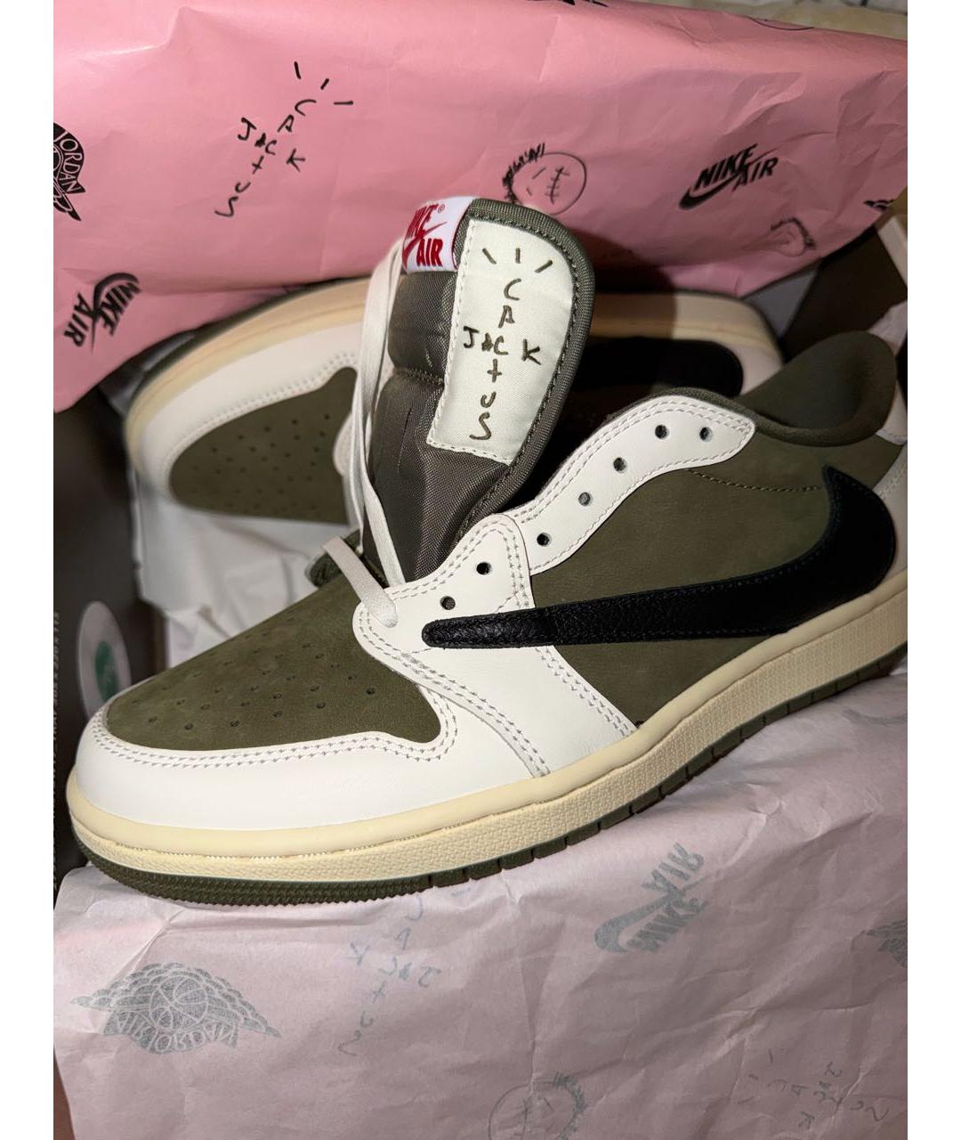 CACTUS JACK BY TRAVIS SCOTT Хаки кожаные низкие кроссовки / кеды, фото 4