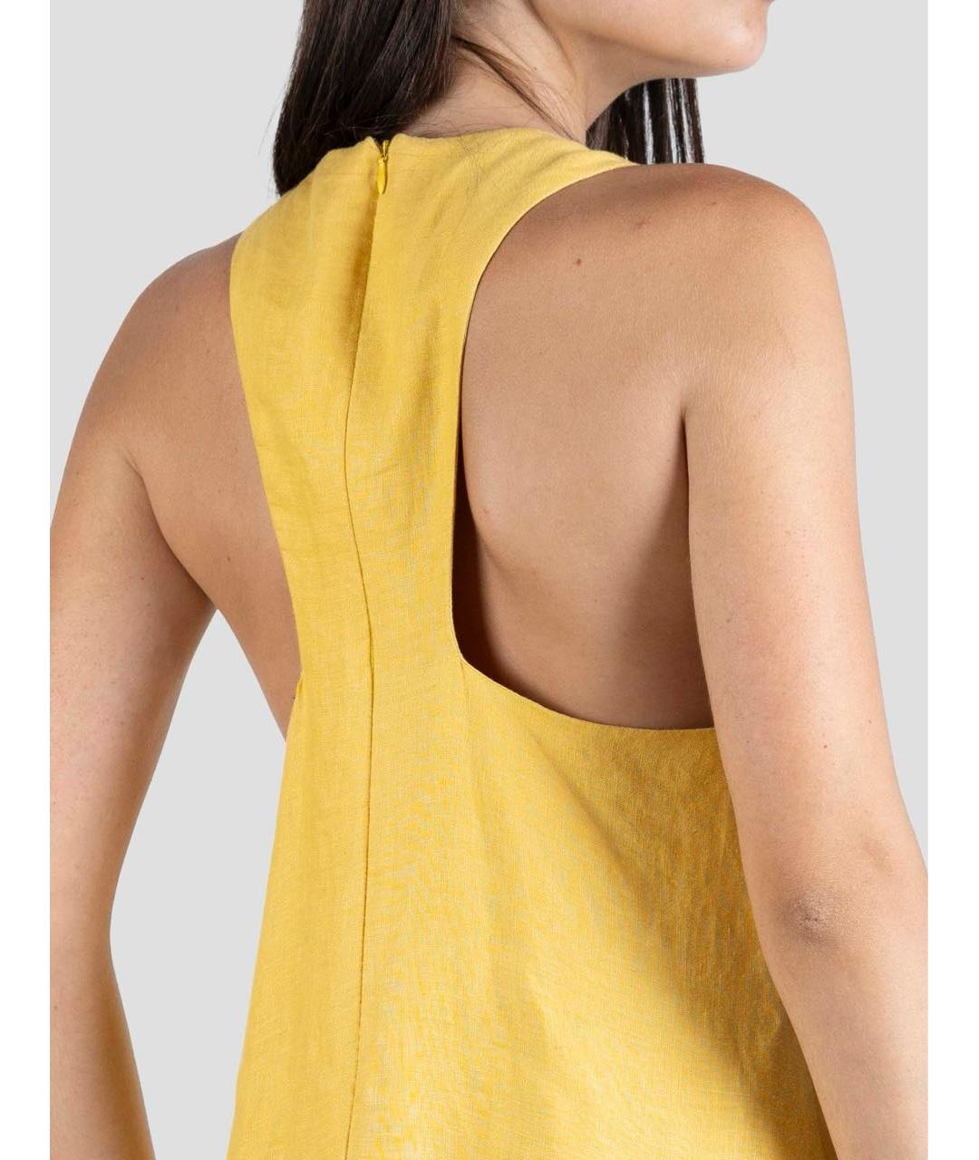 KITON Желтое льняное повседневное платье, фото 3