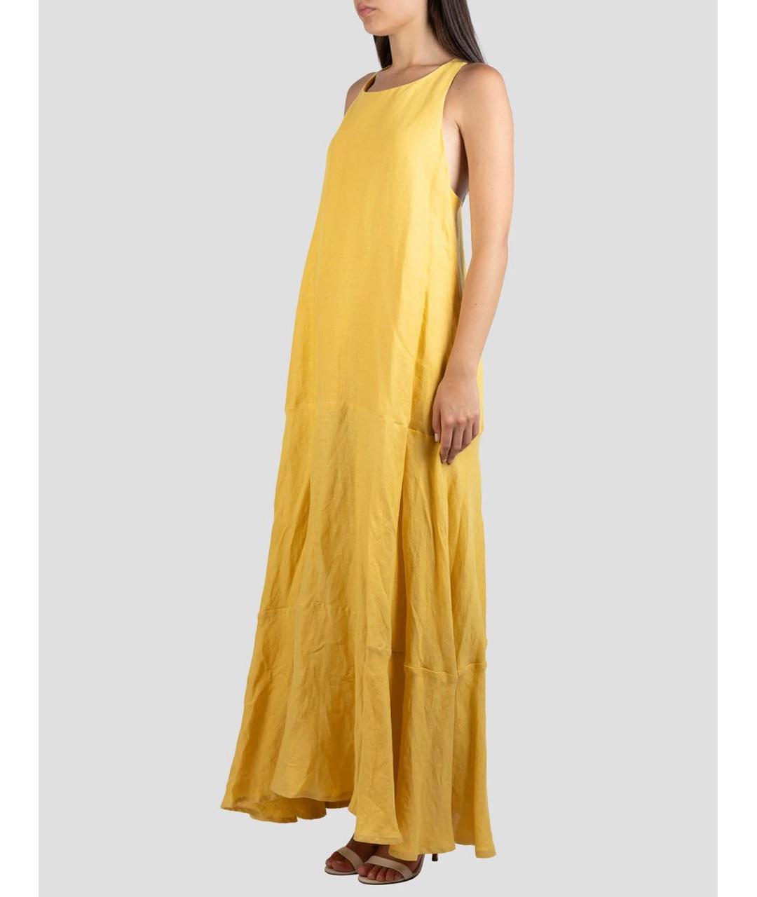 KITON Желтое льняное повседневное платье, фото 5