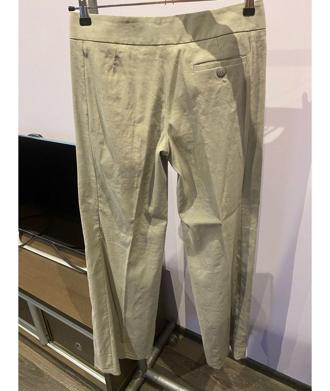 EMPORIO ARMANI Серые льняные брюки широкие, фото 2