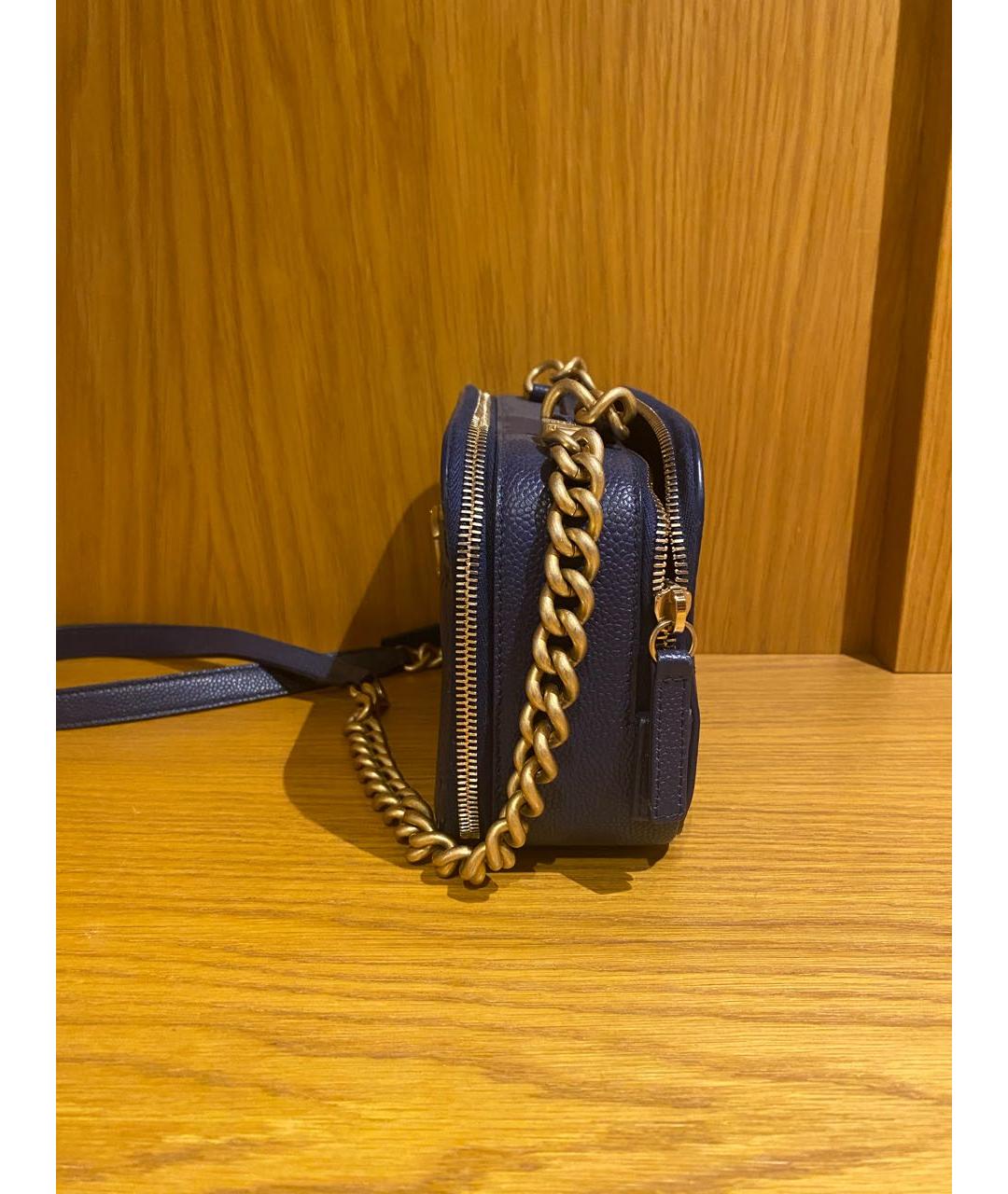 CHANEL Темно-синяя кожаная сумка через плечо, фото 3