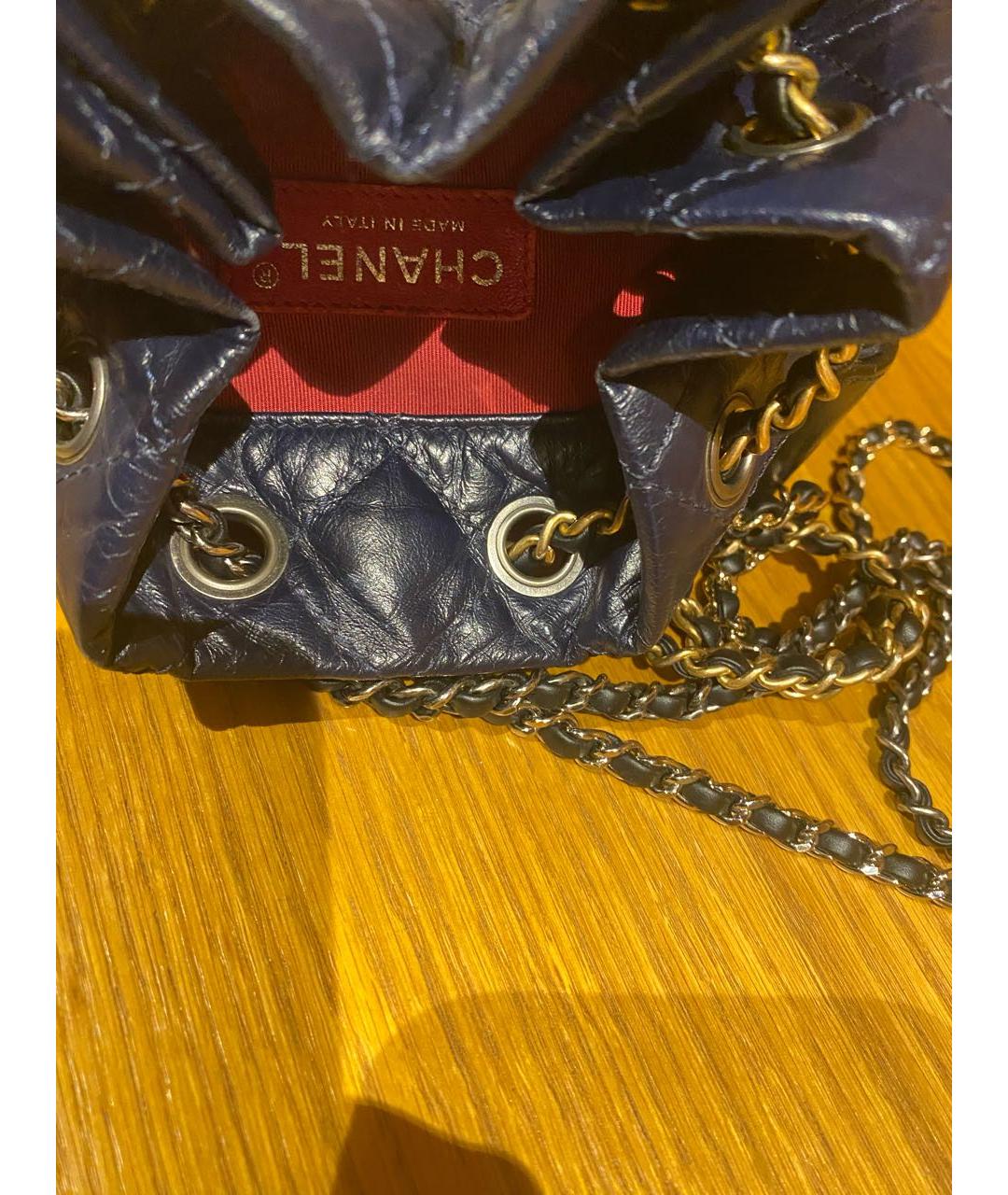 CHANEL Темно-синий кожаный рюкзак, фото 3