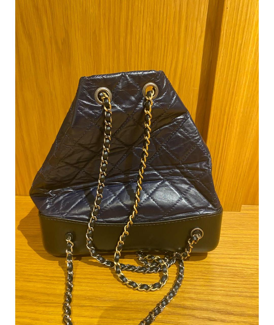 CHANEL Темно-синий кожаный рюкзак, фото 2