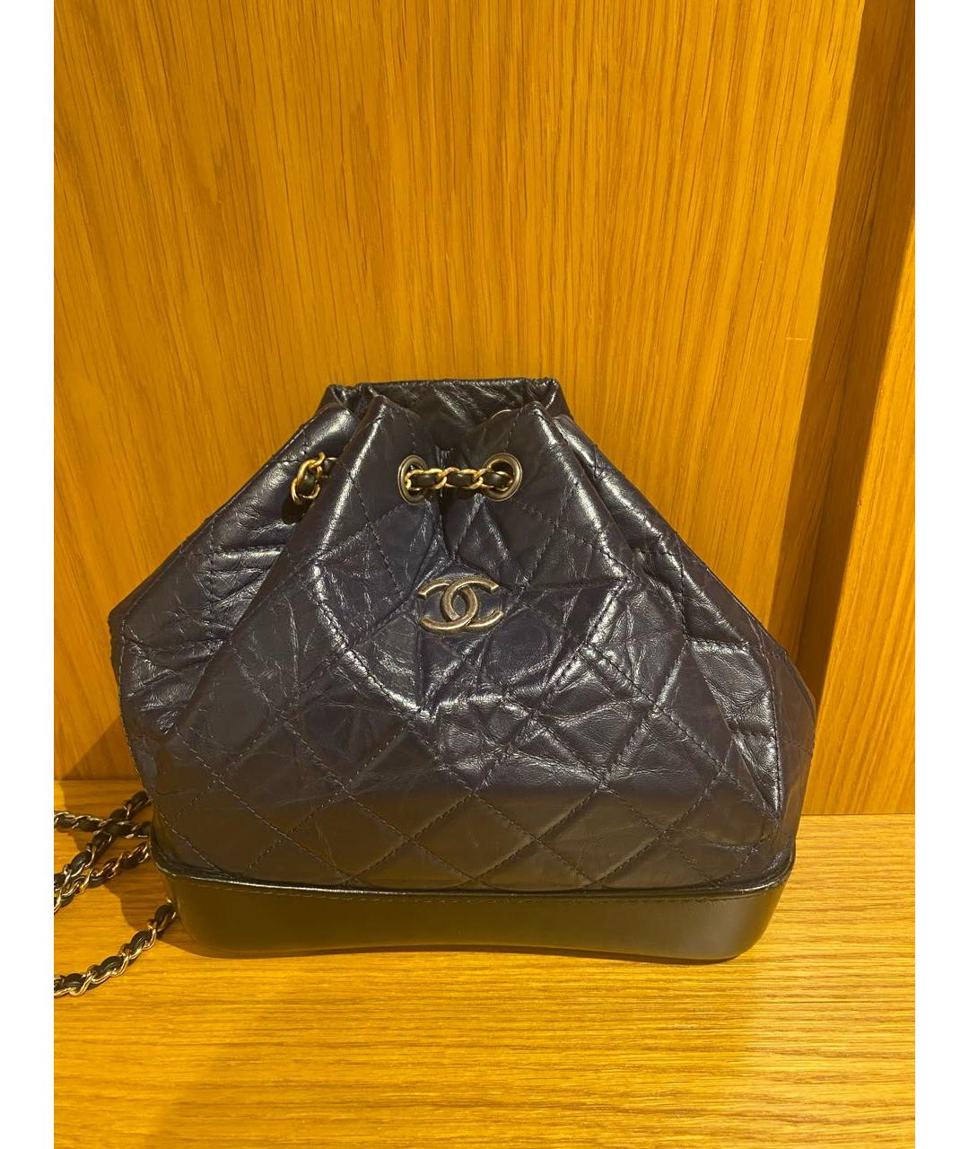 CHANEL Темно-синий кожаный рюкзак, фото 5