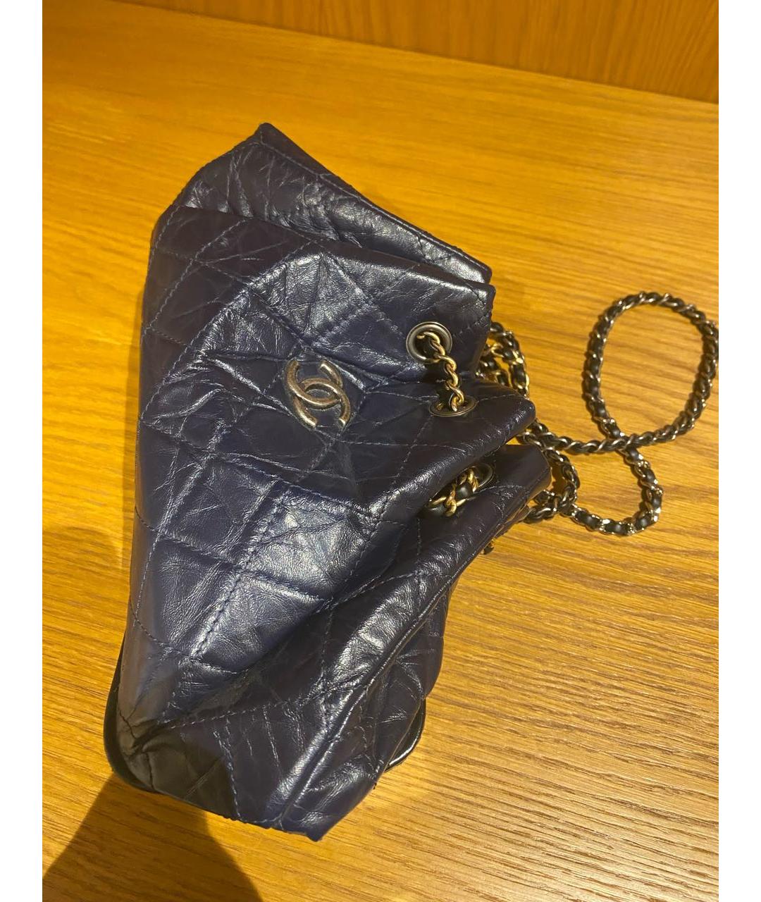 CHANEL Темно-синий кожаный рюкзак, фото 4