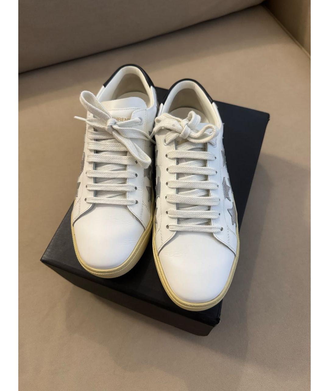 SAINT LAURENT Белые кожаные кеды, фото 2