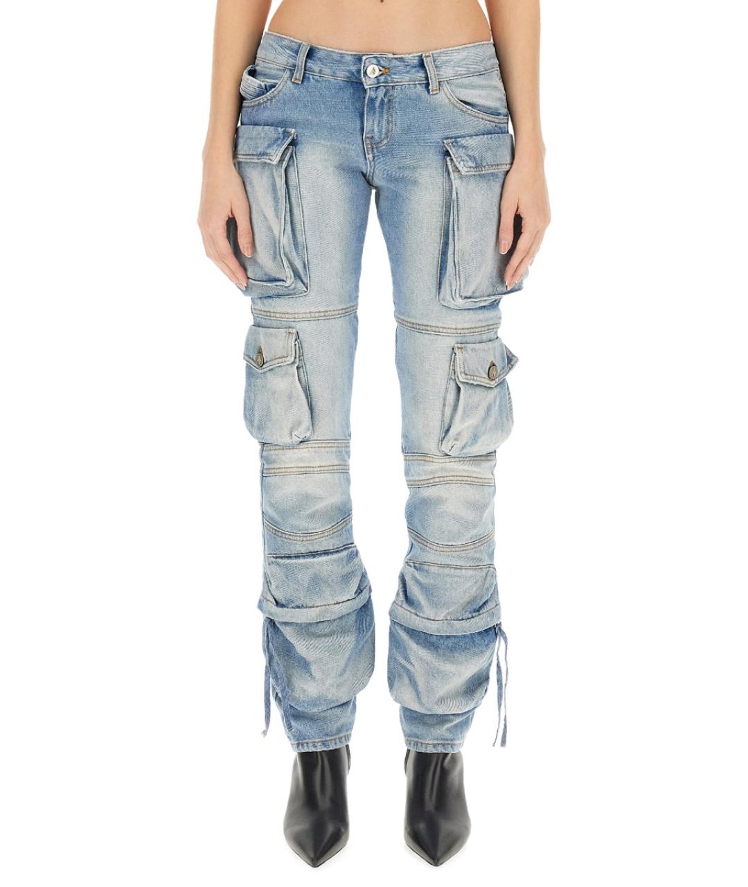 THE ATTICO Синие хлопковые прямые джинсы, фото 5