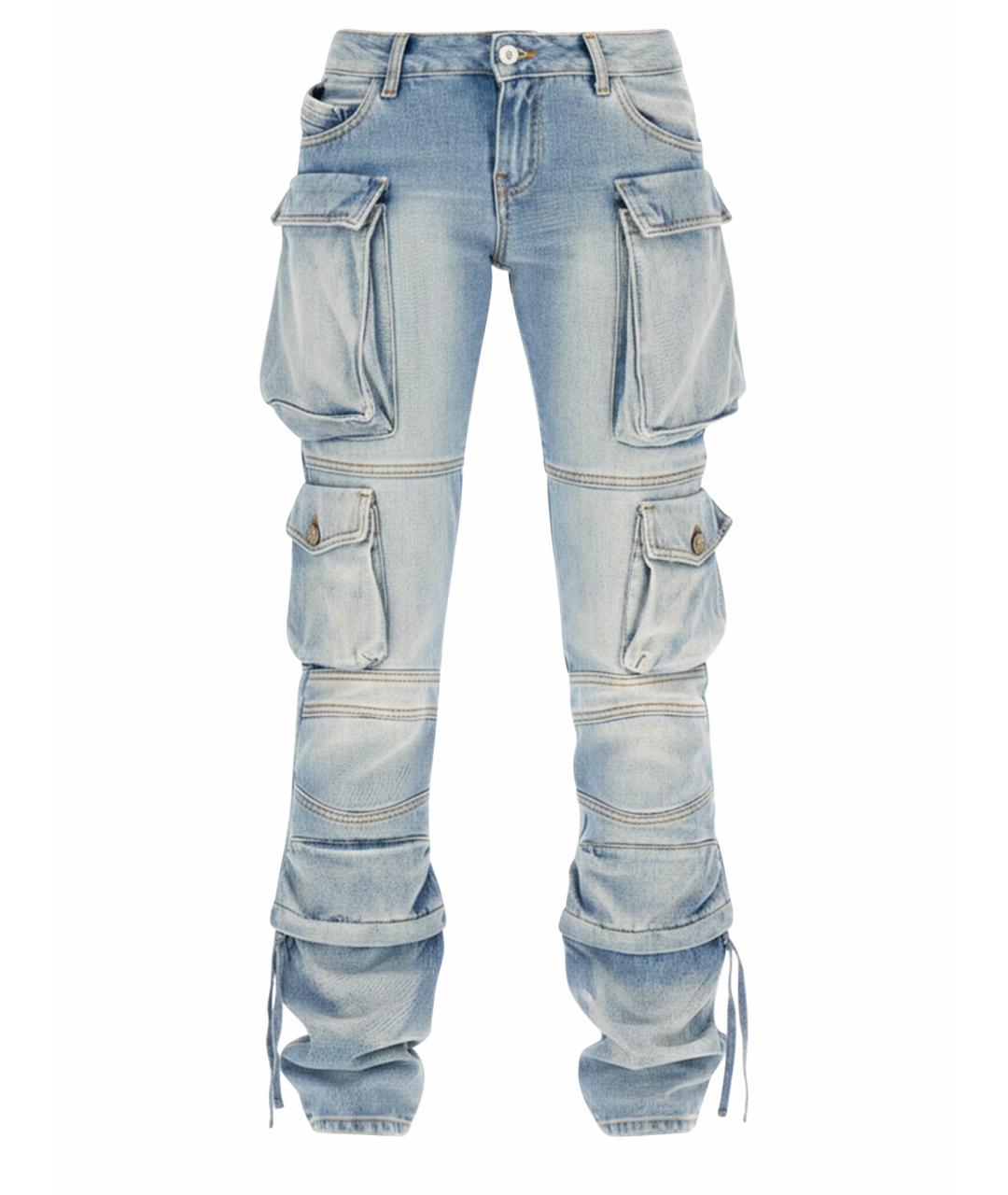 THE ATTICO Синие хлопковые прямые джинсы, фото 1