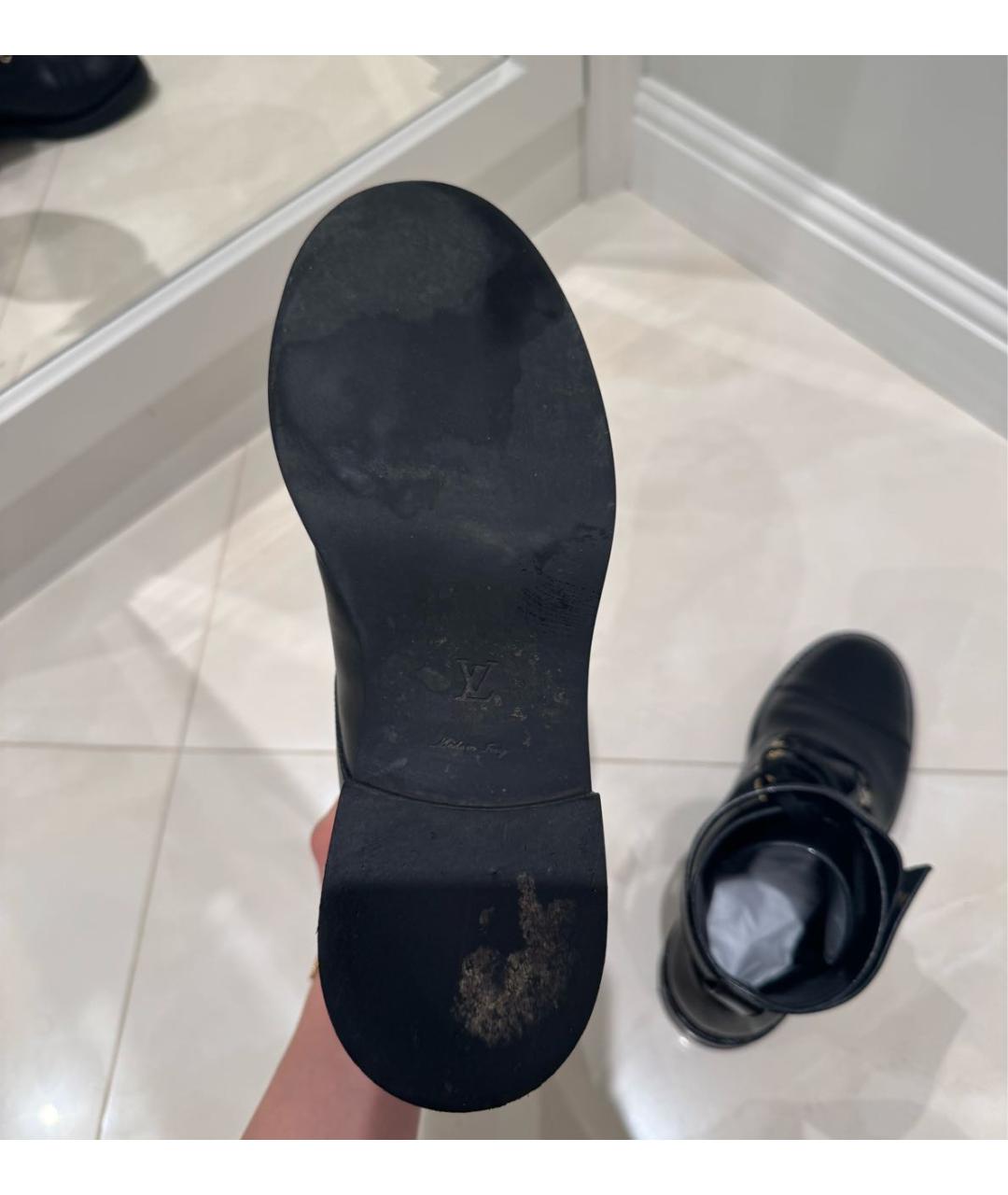 LOUIS VUITTON Черные кожаные ботинки, фото 3