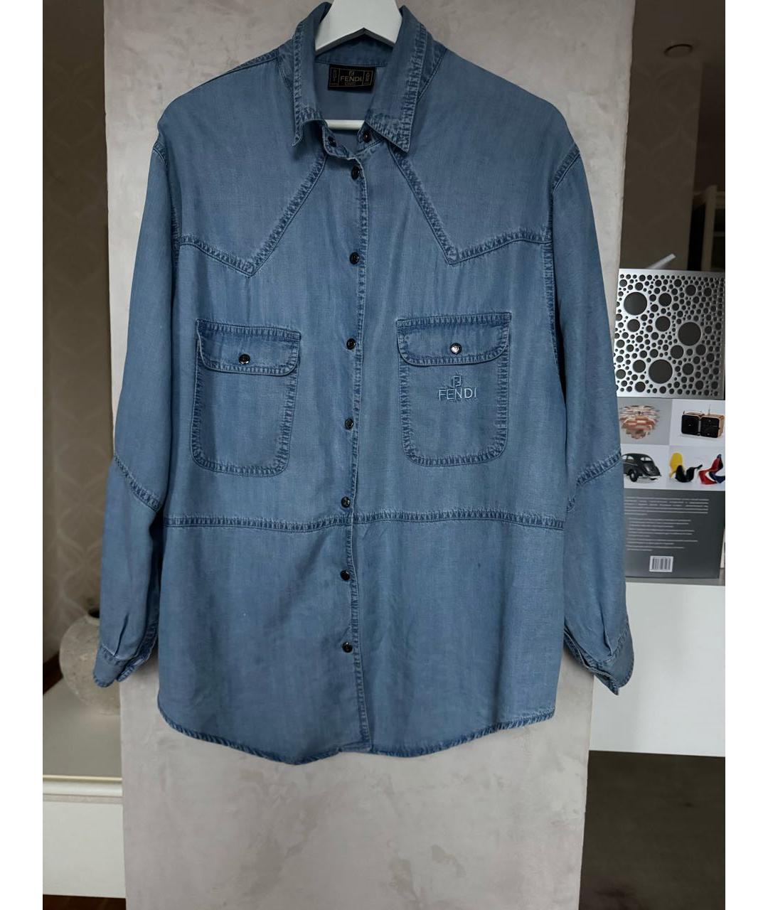 FENDI Голубая хлопковая рубашка, фото 7