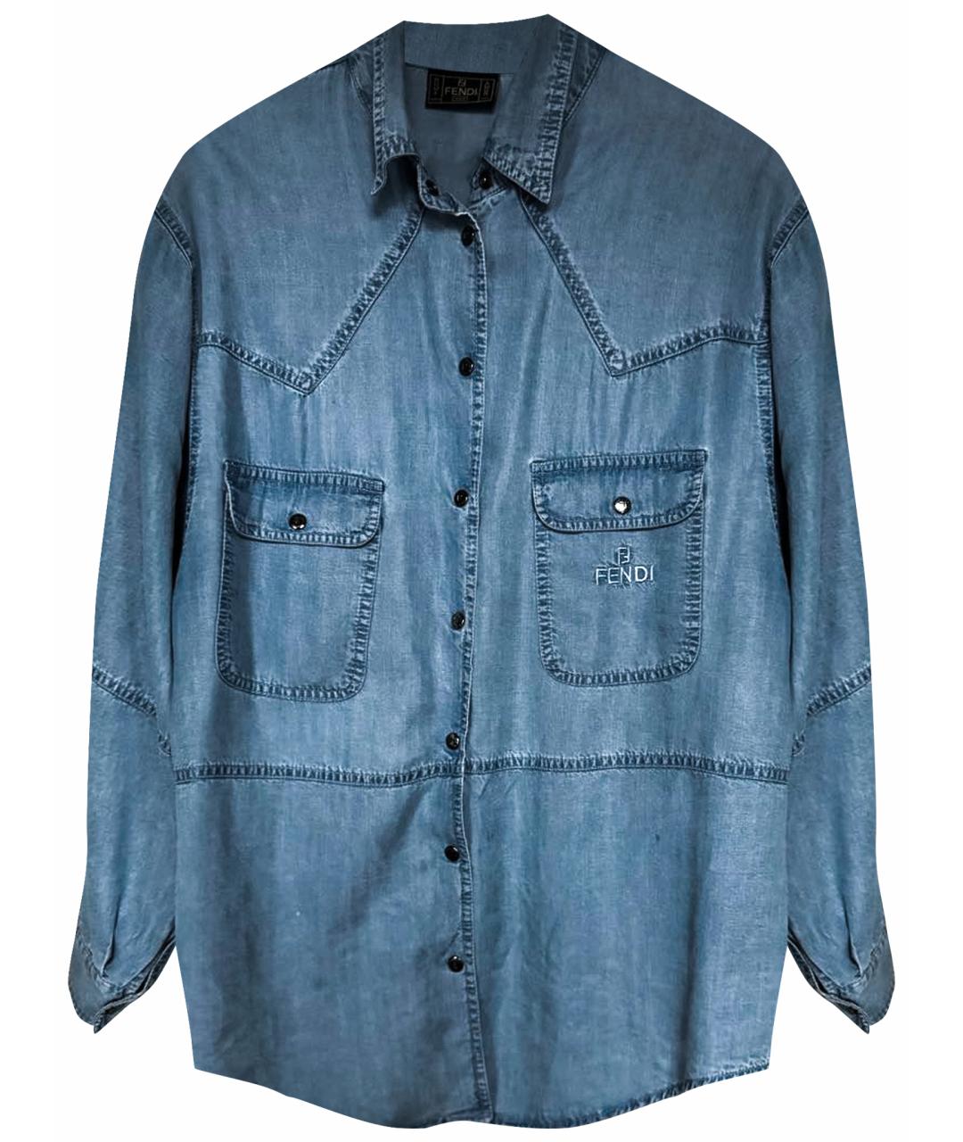 FENDI Голубая хлопковая рубашка, фото 1