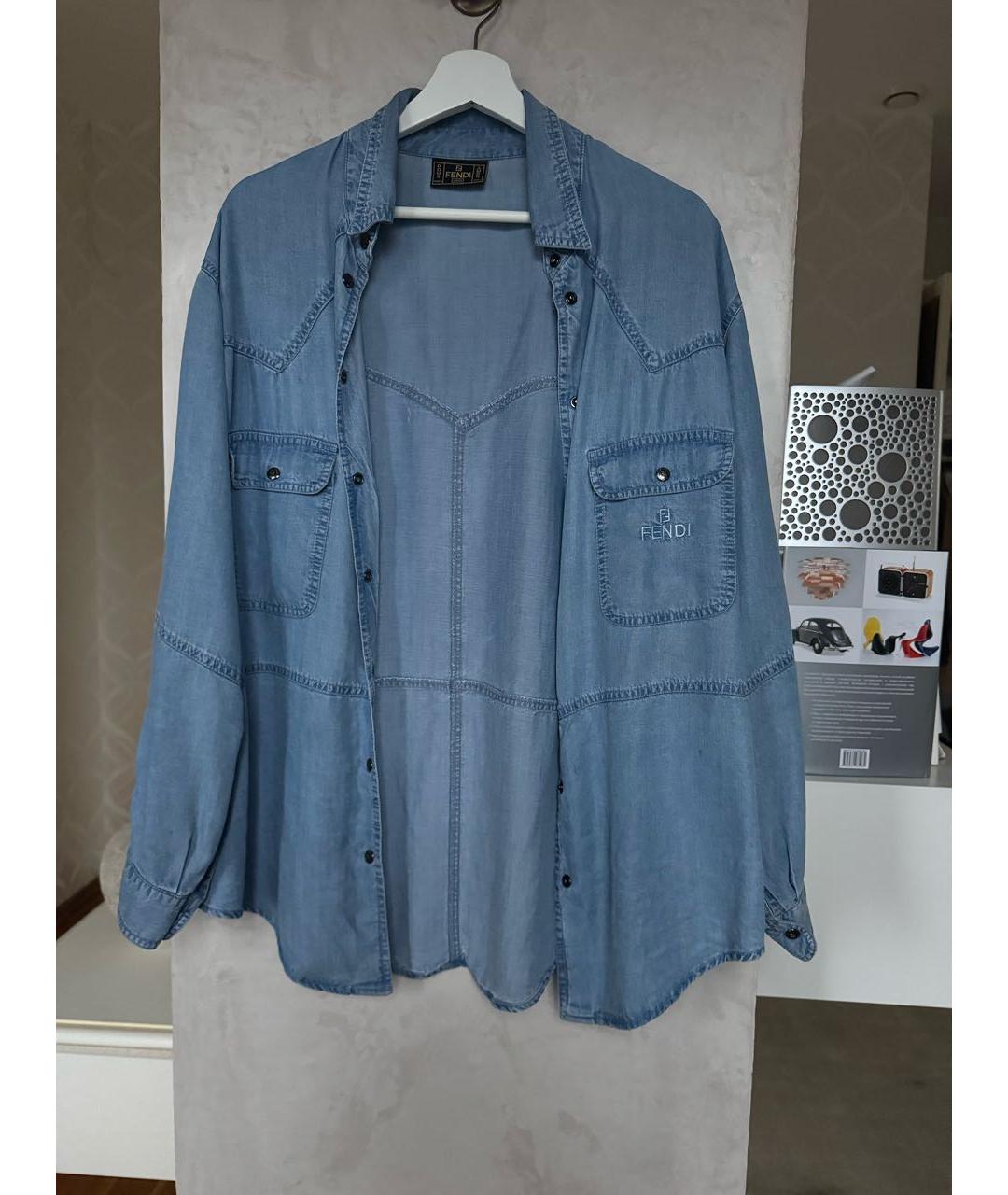 FENDI Голубая хлопковая рубашка, фото 6