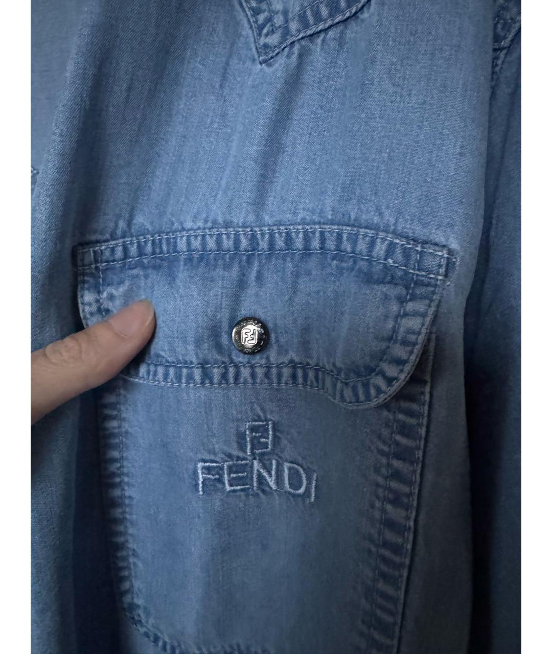FENDI Голубая хлопковая рубашка, фото 3