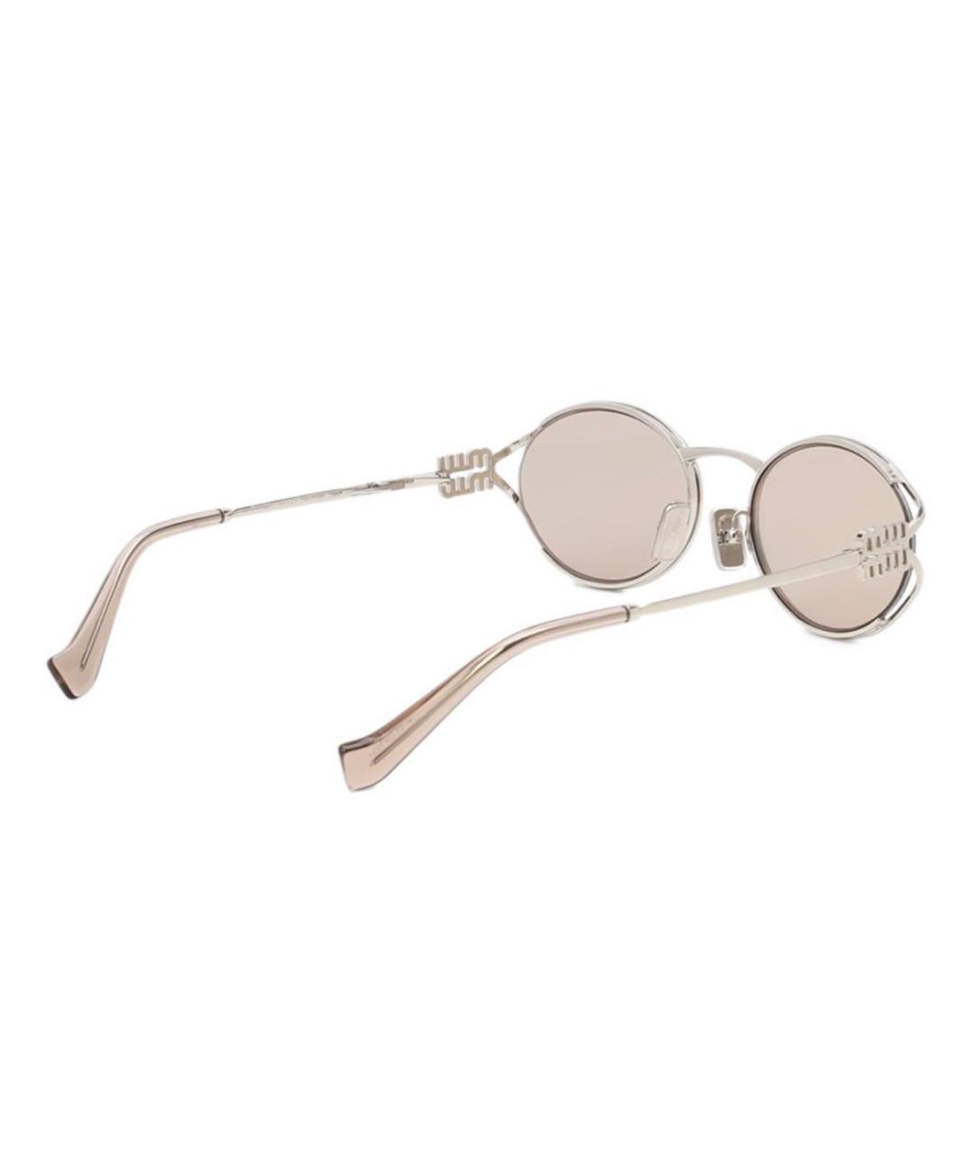 MIU MIU Серебряные металлические солнцезащитные очки, фото 3