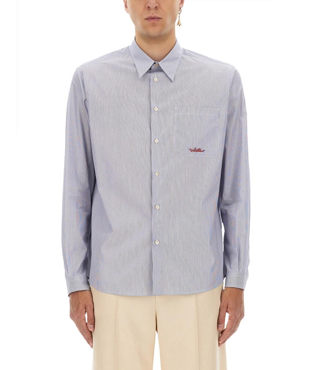 VALENTINO Голубая хлопковая кэжуал рубашка, фото 2