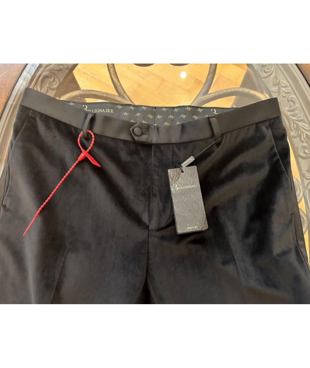 BILLIONAIRE Черные велюровые классические брюки, фото 4