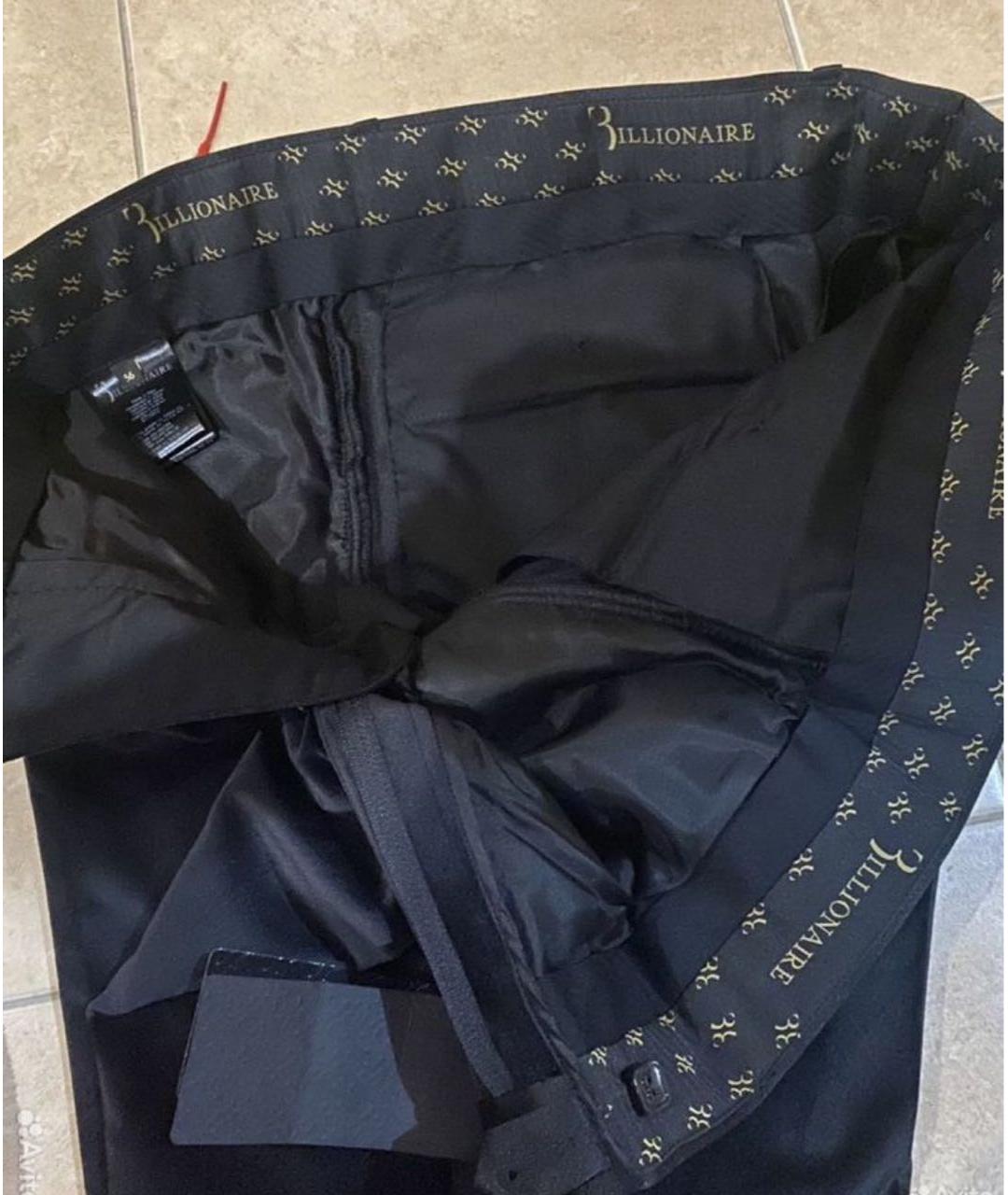 BILLIONAIRE Черные велюровые классические брюки, фото 5