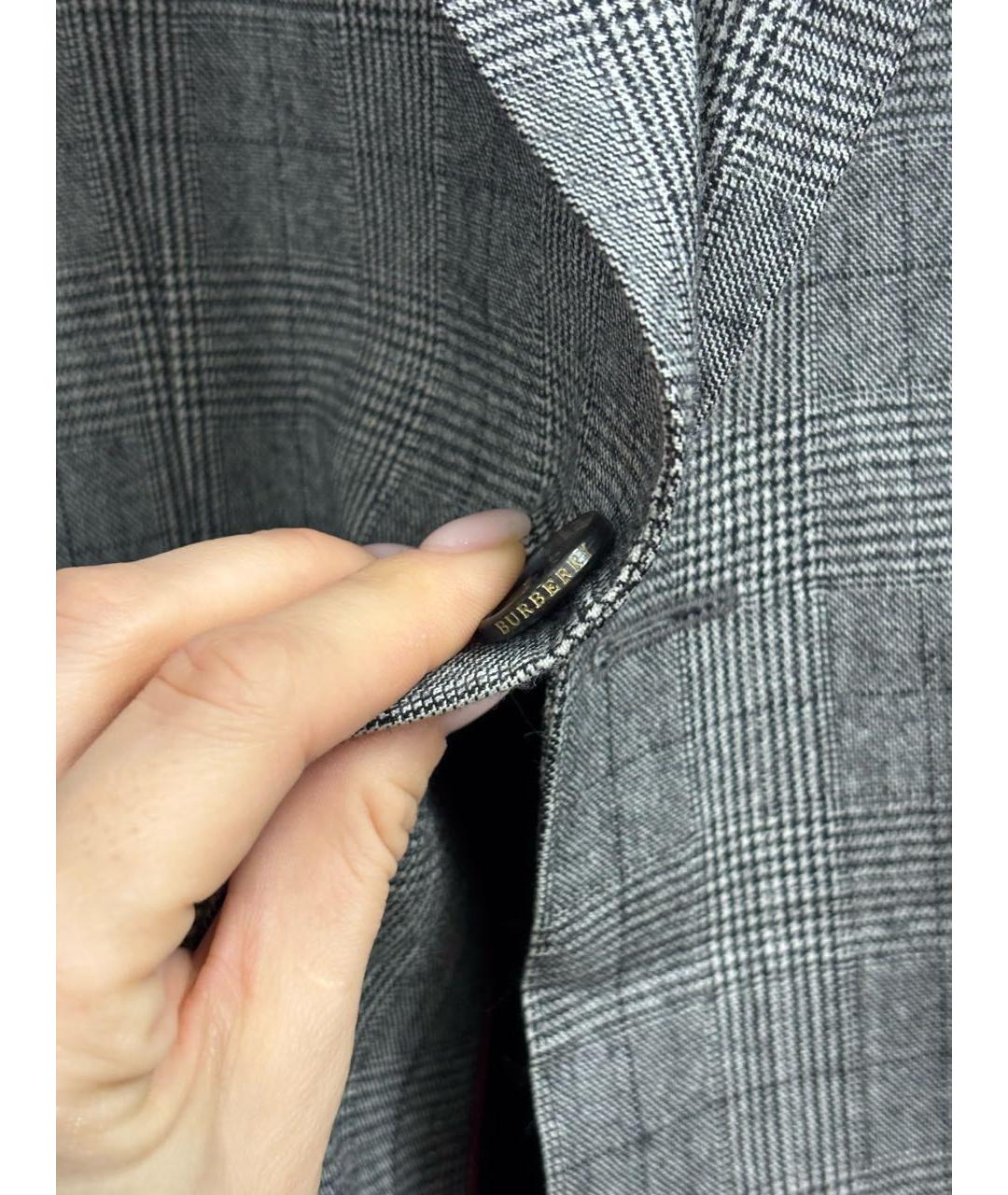 BURBERRY Серый шерстяной пиджак, фото 8