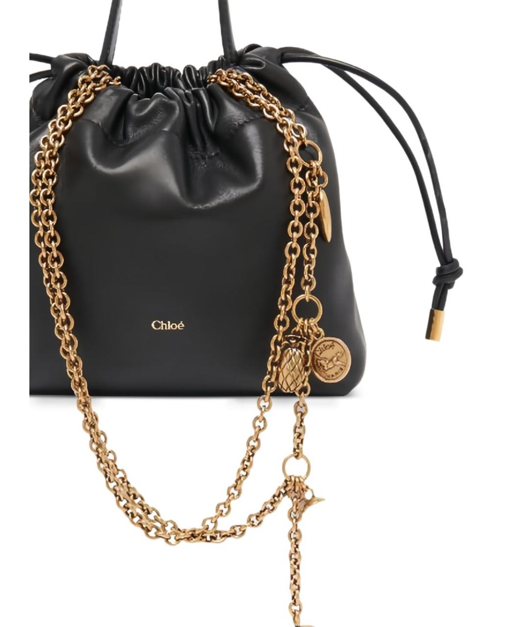 CHLOE Черная кожаная сумка с короткими ручками, фото 2