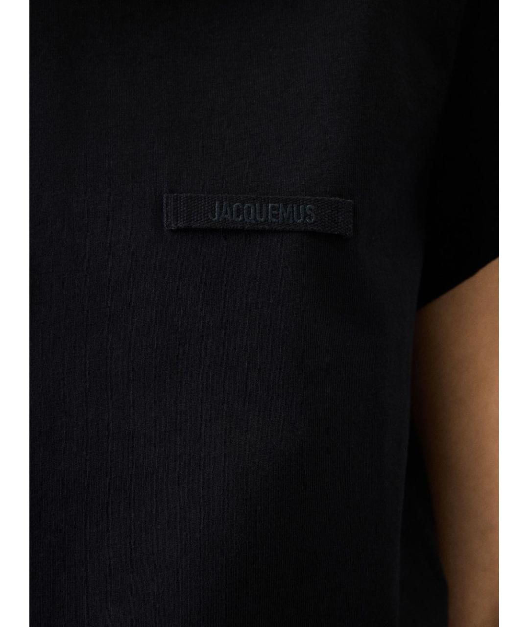 JACQUEMUS Черная хлопковая футболка, фото 4