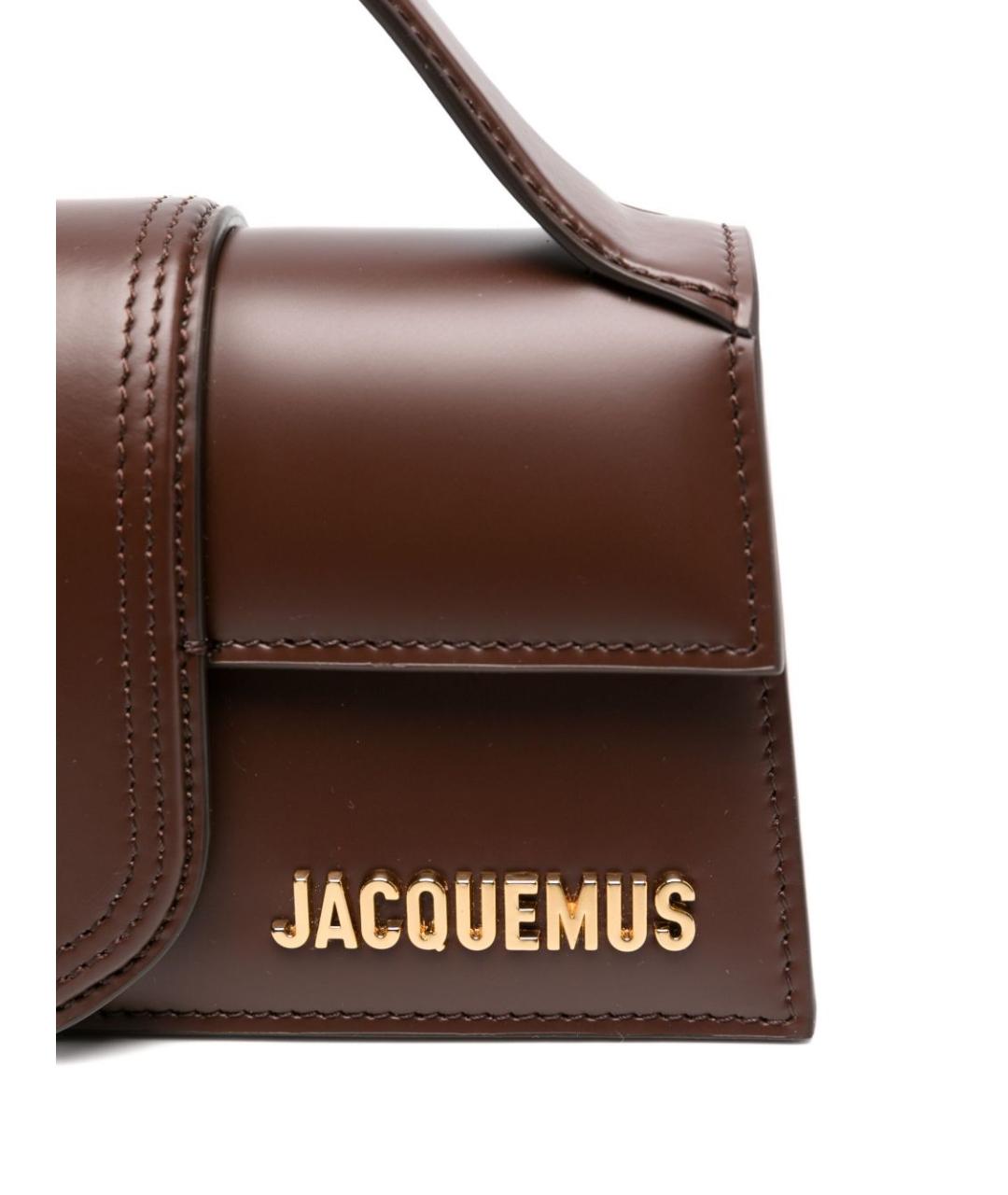JACQUEMUS Коричневая кожаная сумка с короткими ручками, фото 2