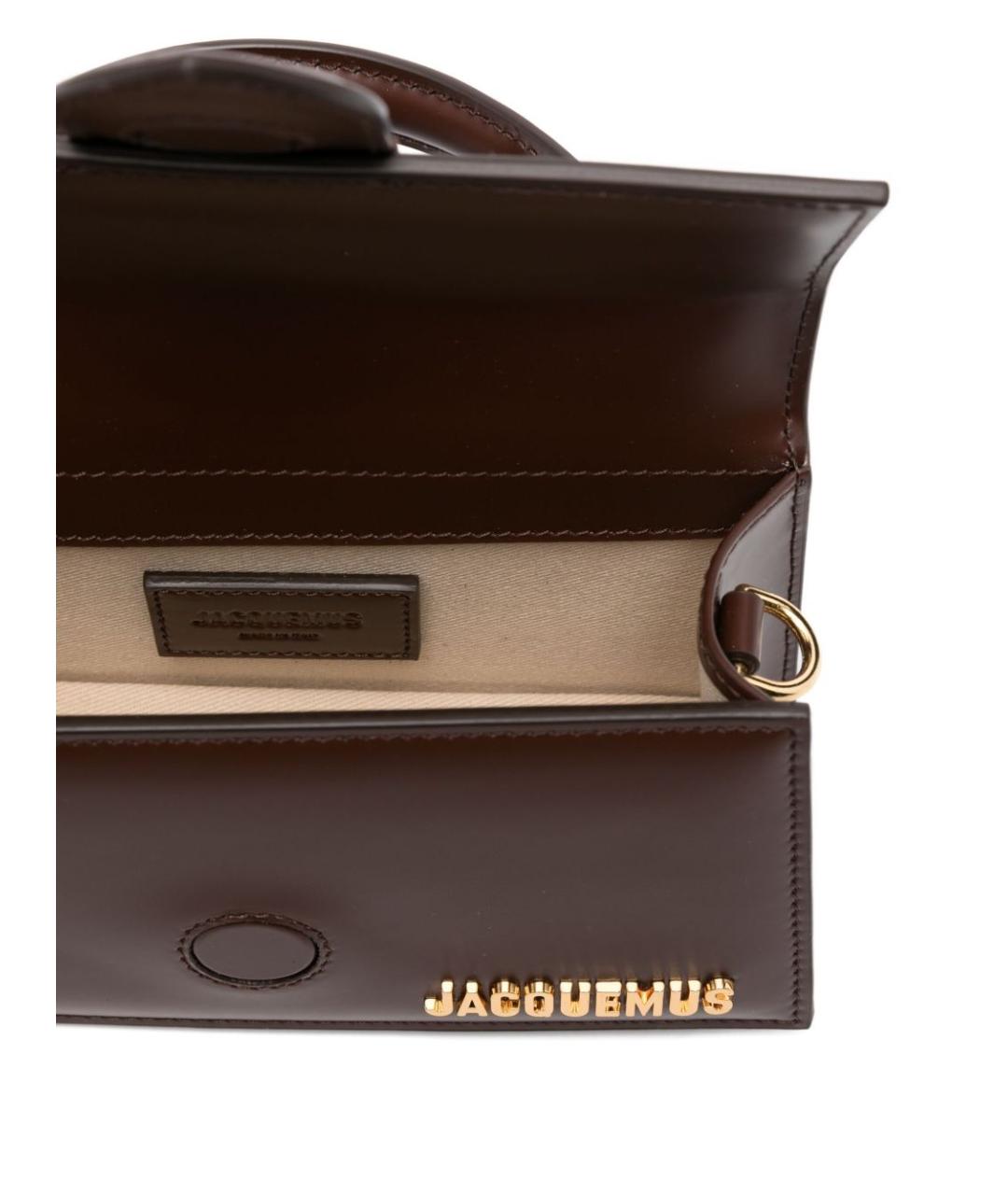 JACQUEMUS Коричневая кожаная сумка с короткими ручками, фото 3
