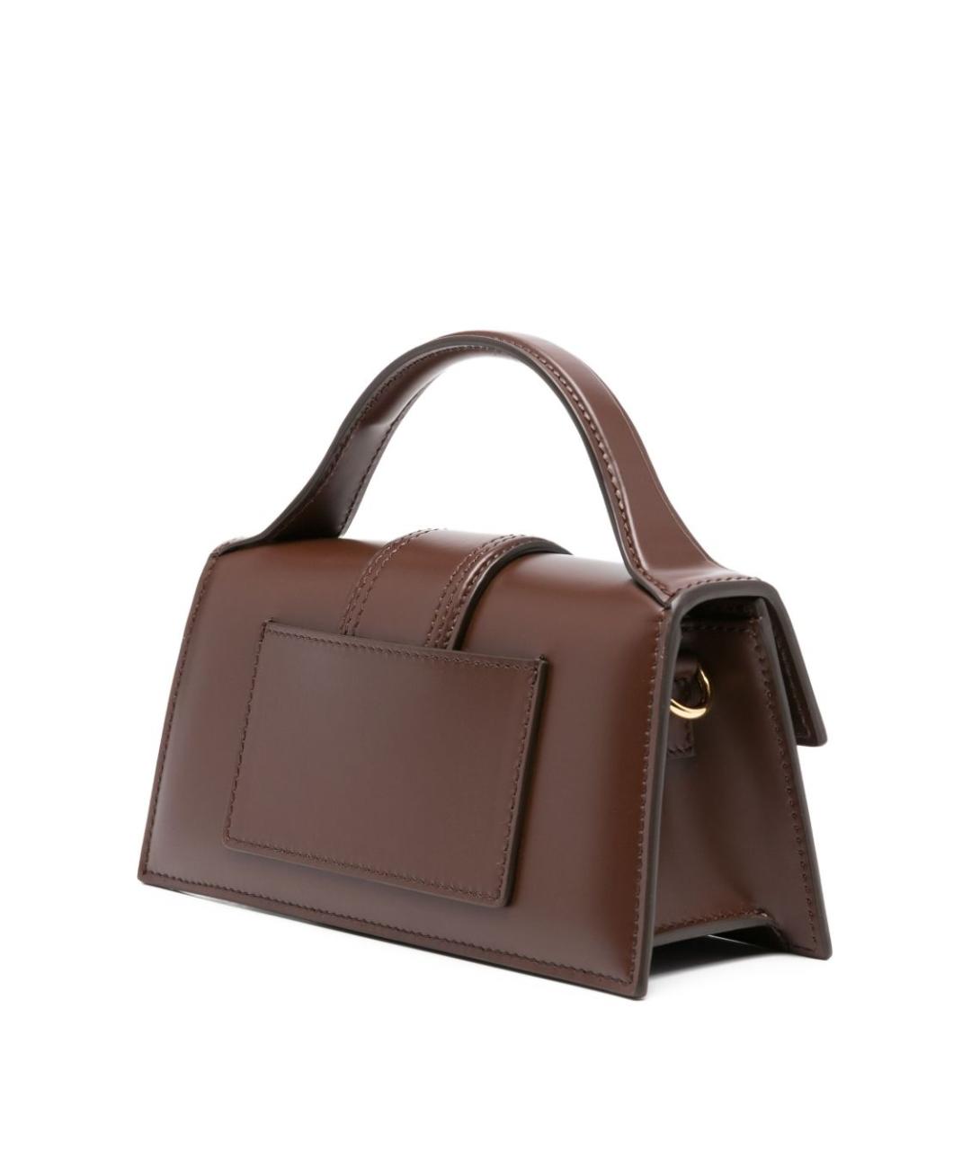 JACQUEMUS Коричневая кожаная сумка с короткими ручками, фото 5