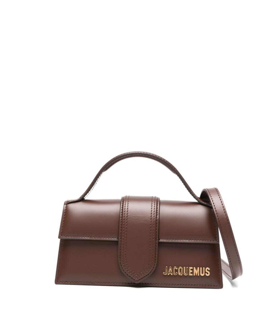 JACQUEMUS Коричневая кожаная сумка с короткими ручками, фото 1