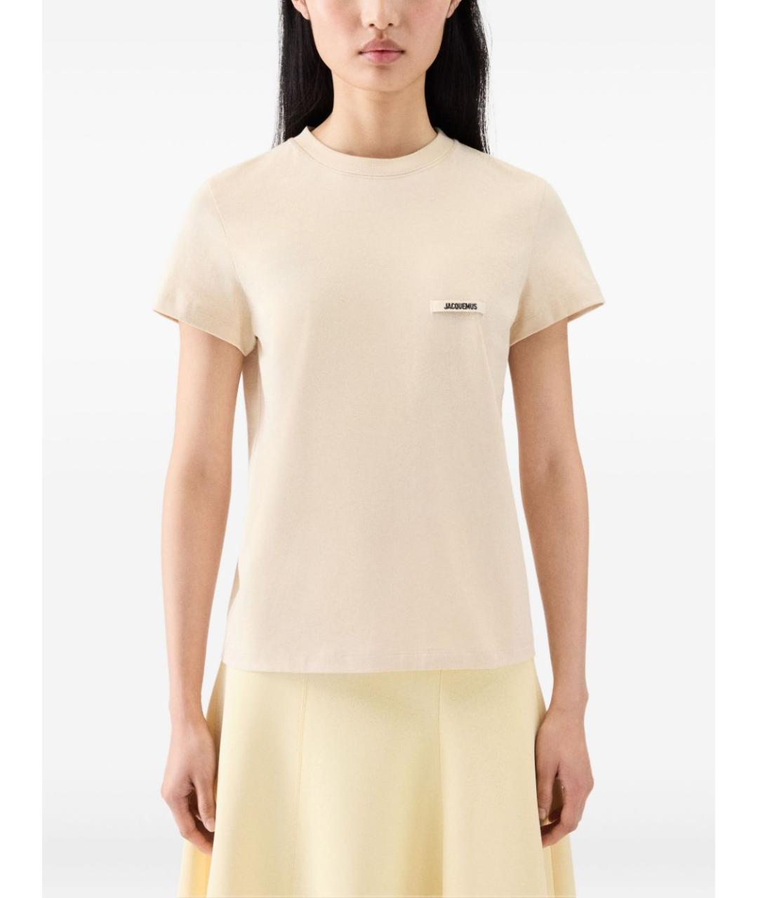 JACQUEMUS Бежевая хлопковая футболка, фото 2