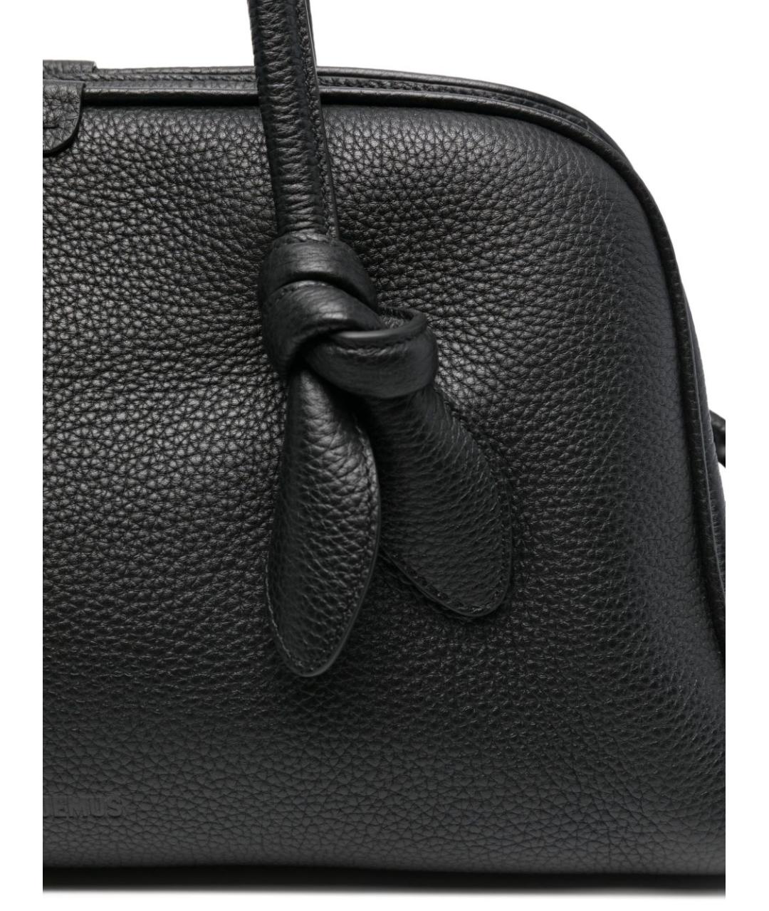 JACQUEMUS Черная кожаная сумка тоут, фото 4