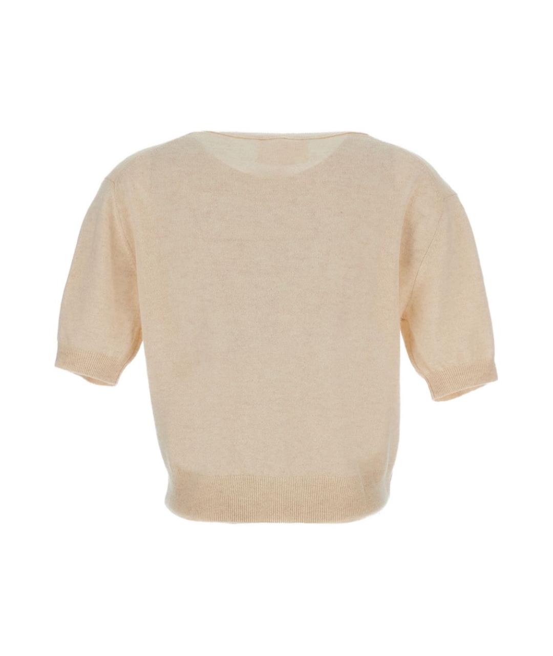 LISA YANG Бежевая кашемировая футболка, фото 3