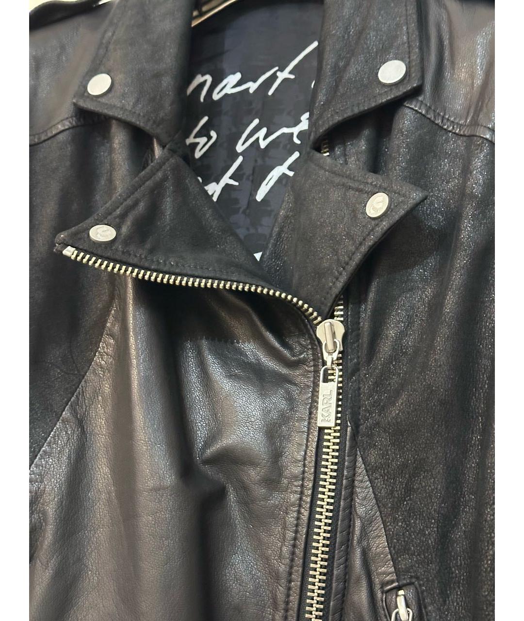 KARL LAGERFELD Черная кожаная куртка, фото 3