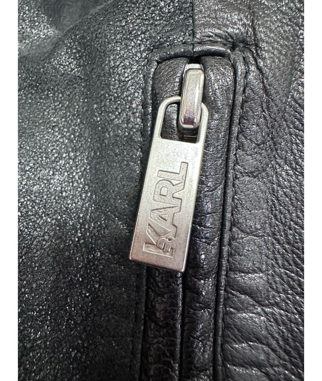 KARL LAGERFELD Черная кожаная куртка, фото 5