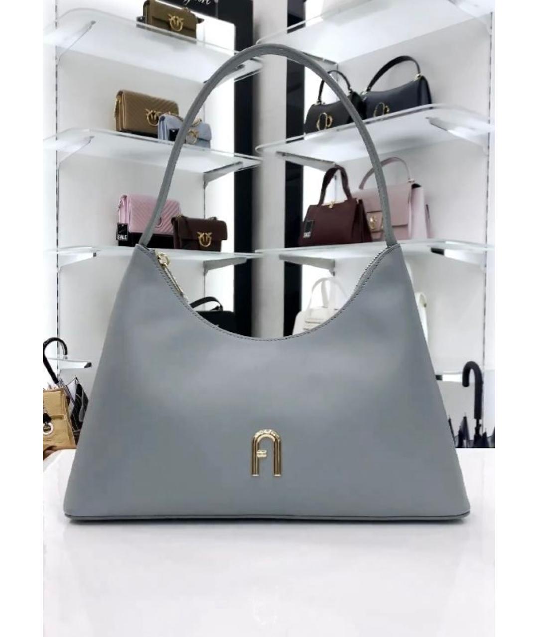 FURLA Голубая кожаная сумка через плечо, фото 4