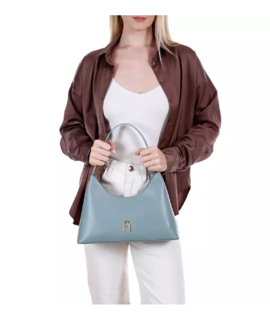 FURLA Голубая кожаная сумка через плечо, фото 3